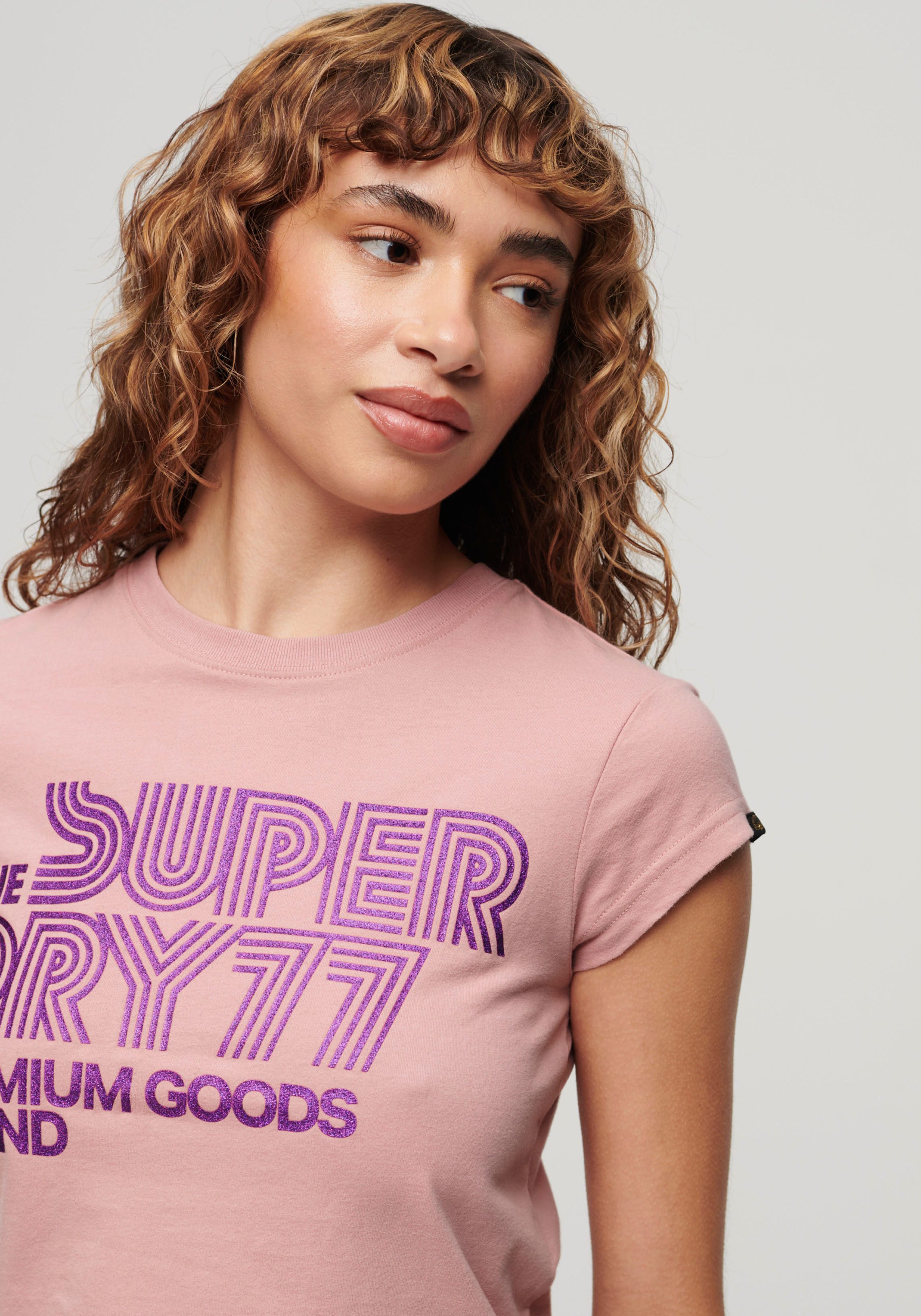 Superdry Shirt met korte mouwen RETRO GLITTER LOGO CAP SLV TEE