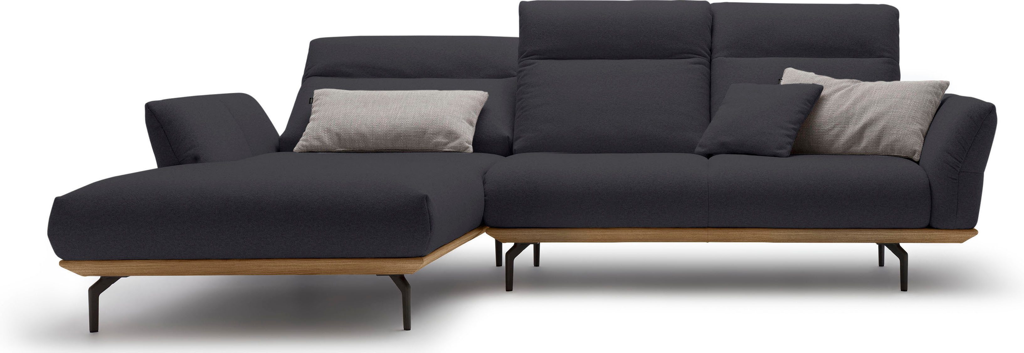 Creation BY ROLF BENZ Hoekbank Hs.460 Sokkel in walnotenhout, onderstel in umbra grijs, breedte 298 cm