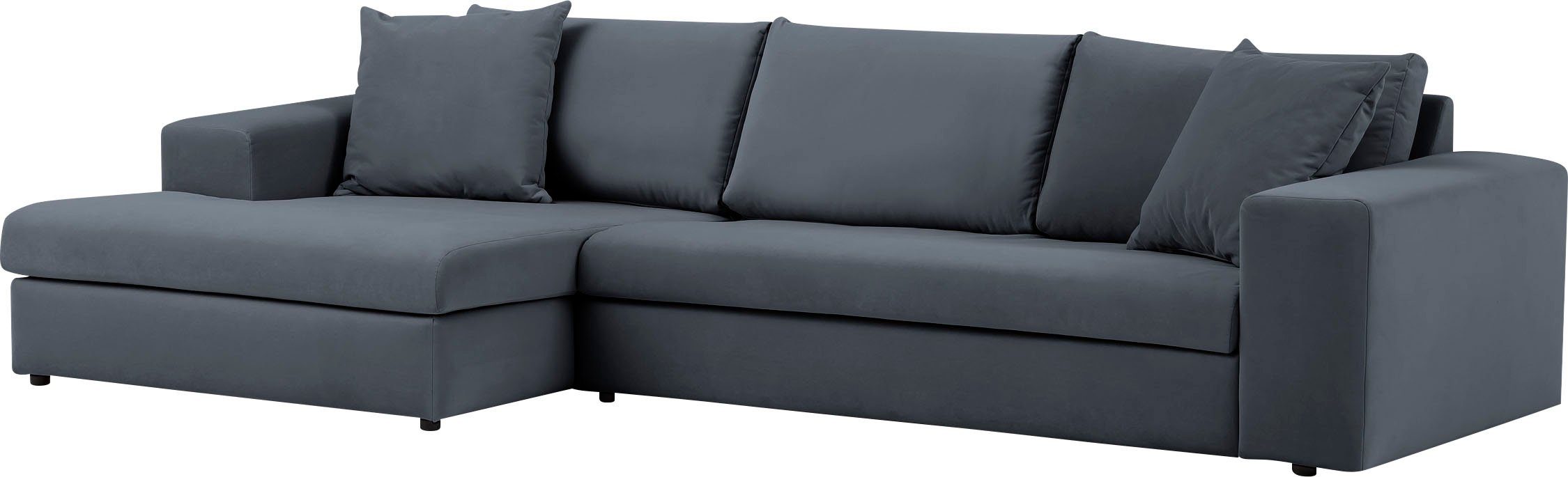andas Hoekbank SLEETLAND XXL van fluweel of in vintage leer-look, L-model,