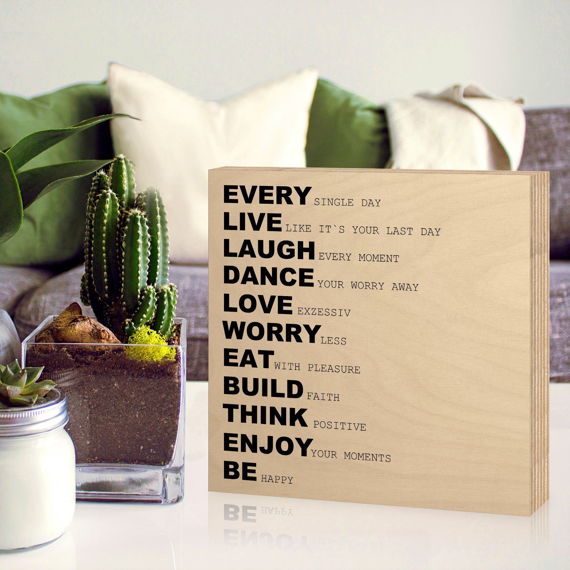Artland Artprint op hout Elke dag