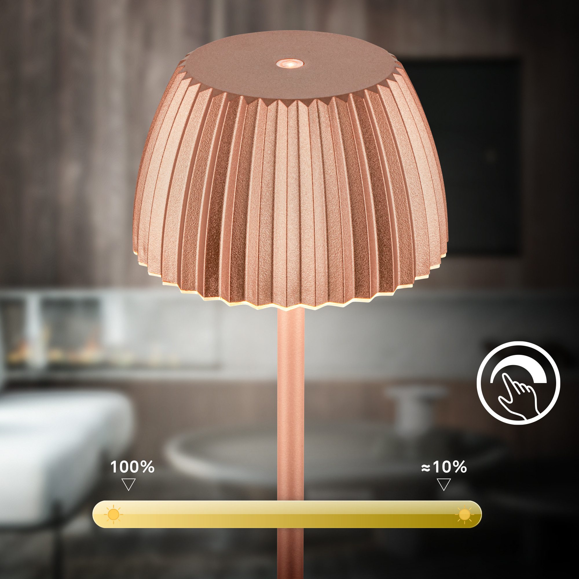 Briloner Leuchten Led-staande lamp Accu LED vloerlamp, koperkleurig