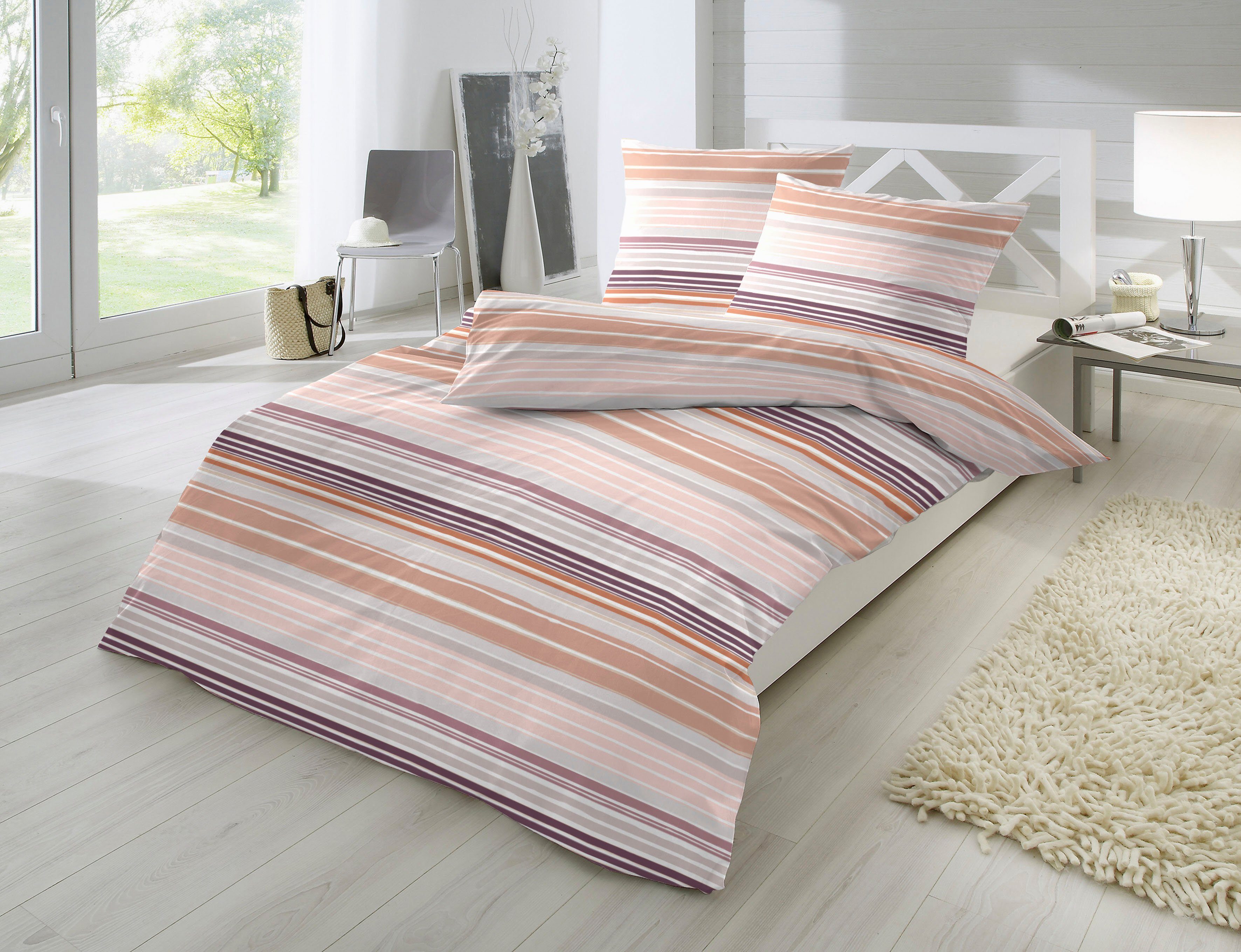 Primera Overtrekset Wavy Stripe met moderne strepen in frisse kleuren (2-delig)