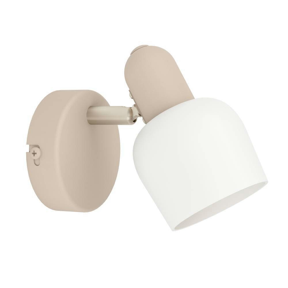 EGLO Plafondspot CORATO Wandlamp, wandspot van metaal in zandkleur en glas in wit, E14 (1 stuk)