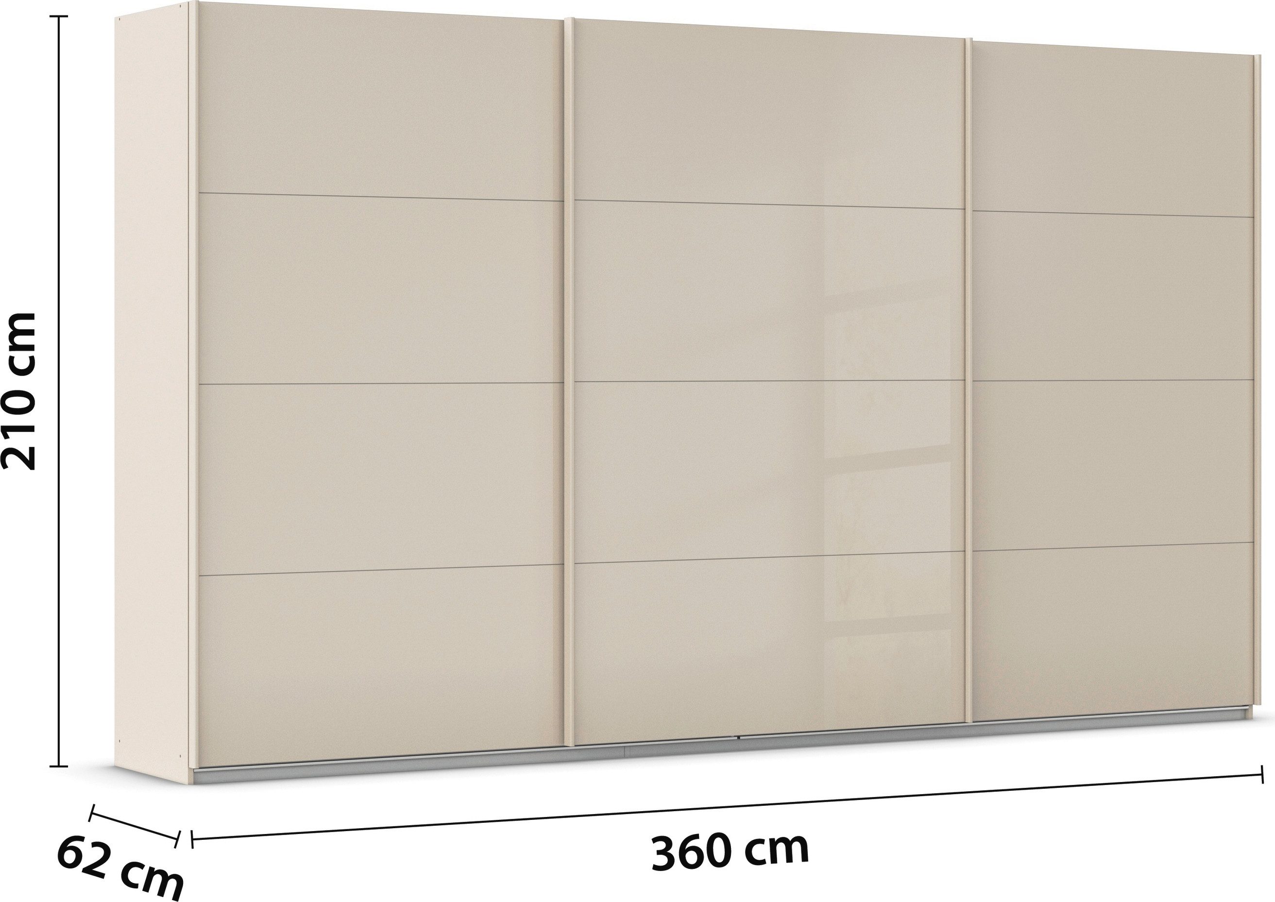 rauch Schuifdeurkast Kledingkast Kast Garderobe AGORDO met Glasfront doordachte binnenuitrusting, in 4 breedtes en 2 hoogtes made in germany