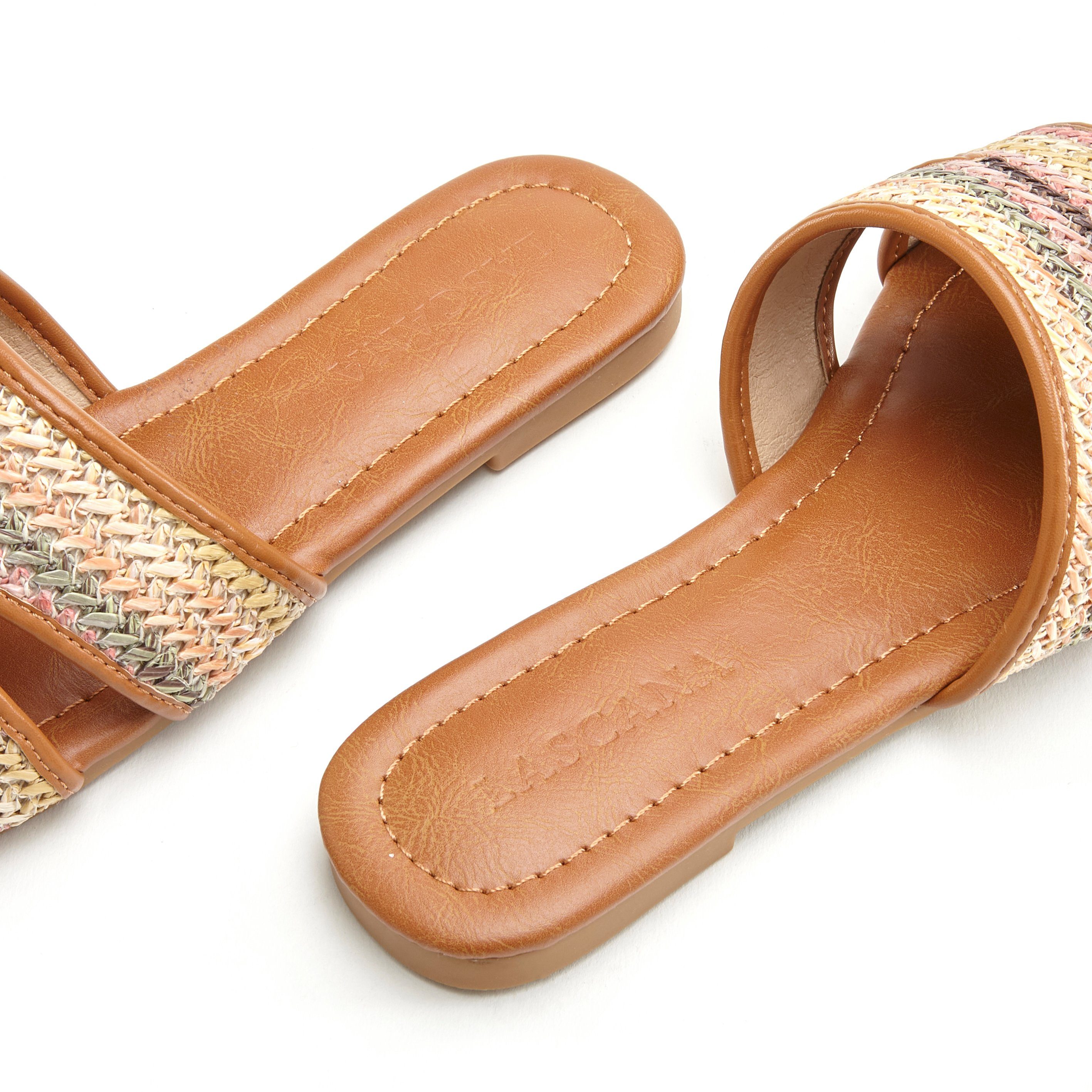 Lascana Slippers Mule, sandaal, open schoen in meerkleurige bamboe-optiek VEGAN