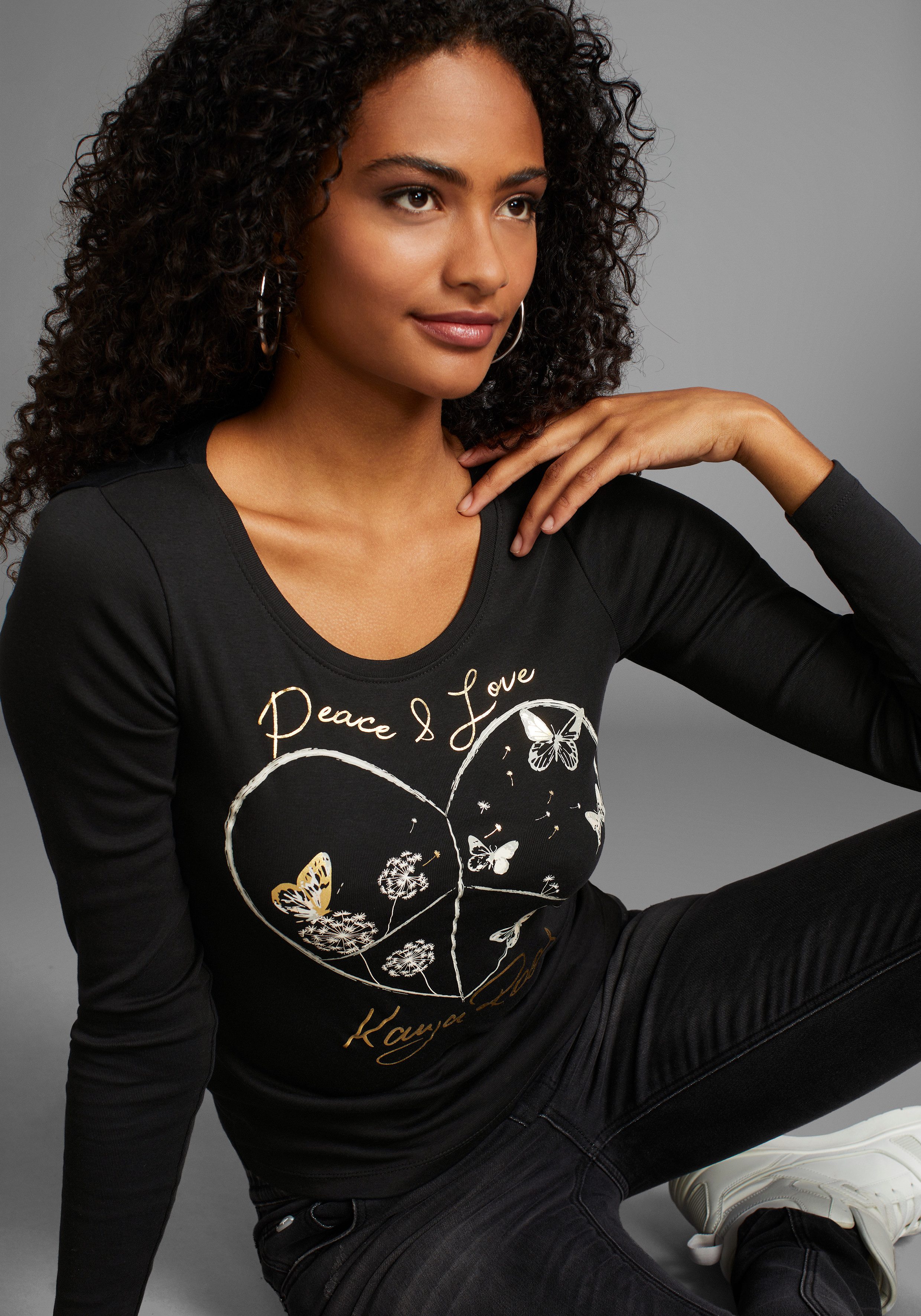 KangaROOS Shirt met lange mouwen met hartprint