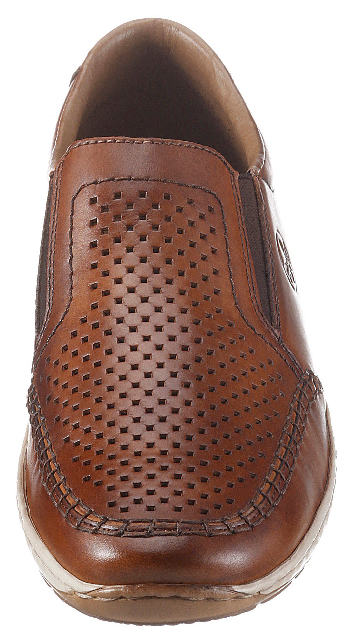 Rieker Instappers Slip-on sneaker, instapschoen, loafer met geperforeerde bovenkant