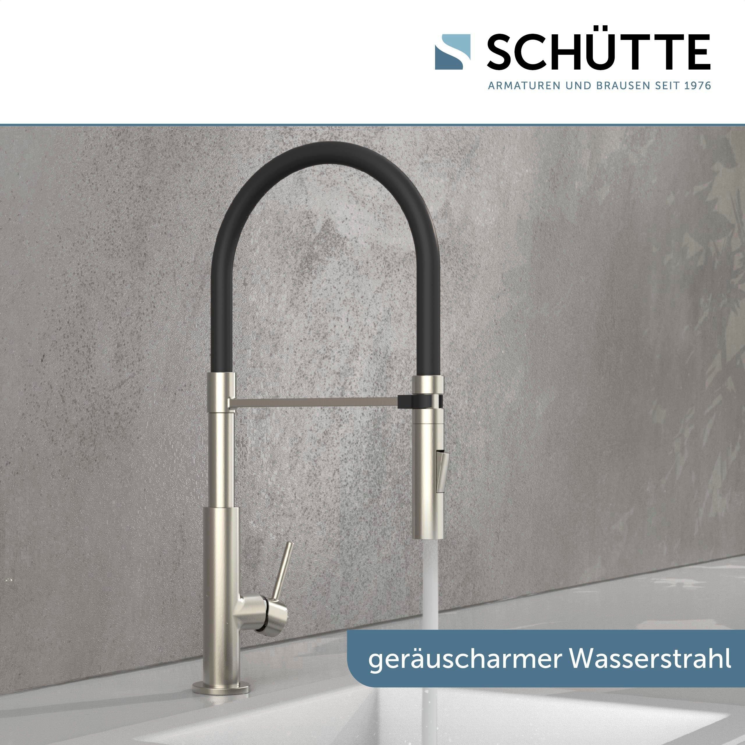 Schütte Gootsteen kraan Design uittrekbaar, 360° draaibaar, edelstaal-look/zwart, hoge druk