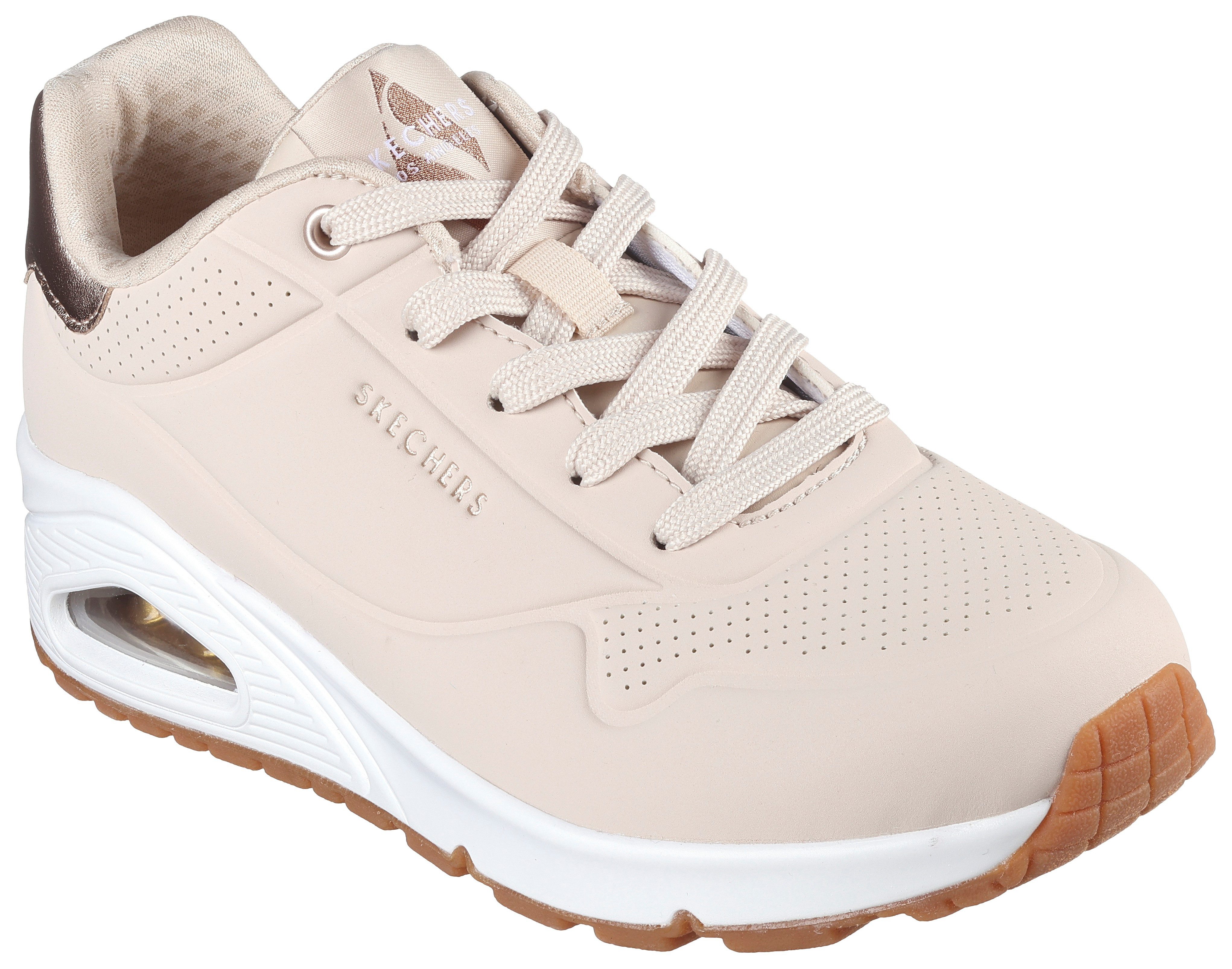 Skechers Sneakers Uno vrijetijdsschoen, halfschoen, veterschoen met metallic-inzet