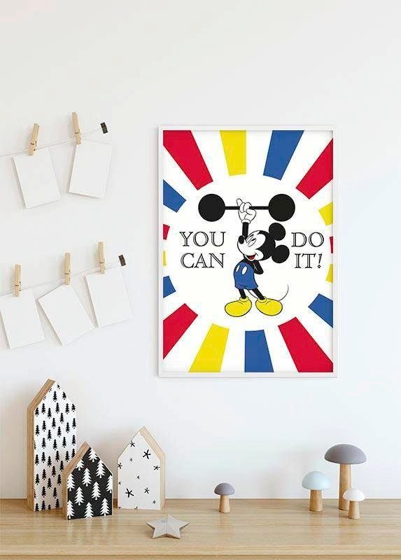 Komar Wanddecoratie Mickey Mouse Do it Wanddecoratie voor de kinderkamer - zonder lijst (1 stuk)