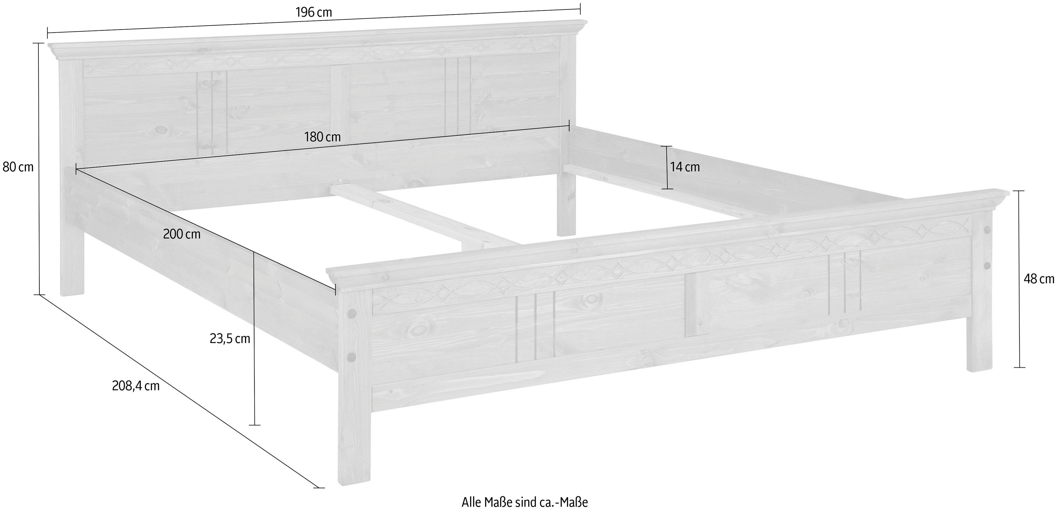 Home affaire Massief houten ledikant Indra, TOPSELLER, landhuisstijl, elegant design, gecertificeerd massief hout