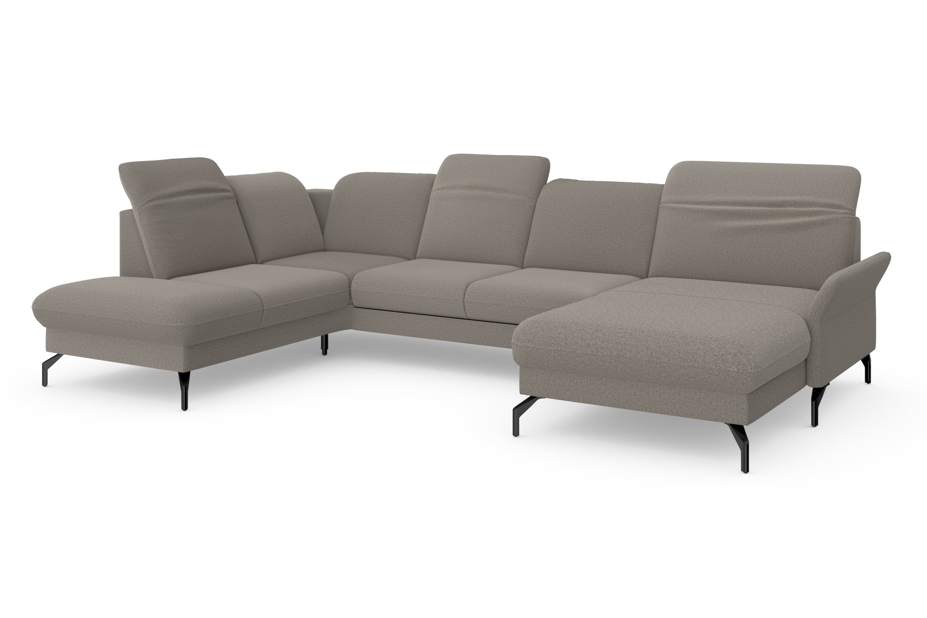 sit&more Zithoek Fashion U-vorm naar keuze met verstelbare hoofdsteun, uittrekzitting, motorisch, metalen poten