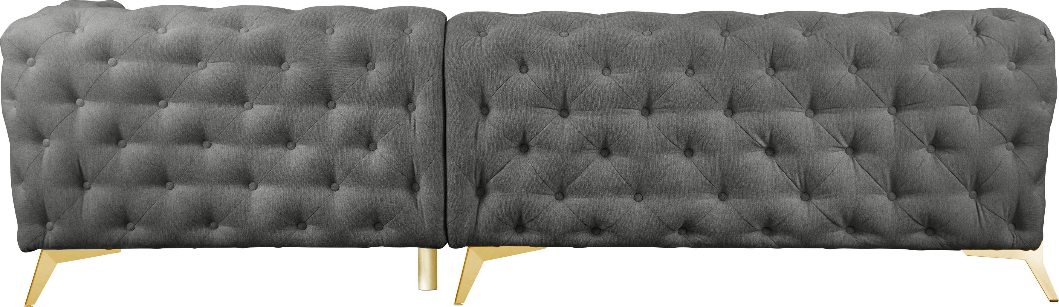 Leonique Chesterfield-bank Amaury L-vorm moderne chersterfield-look, breedte 262 cm, kleur van de poten ter keuze