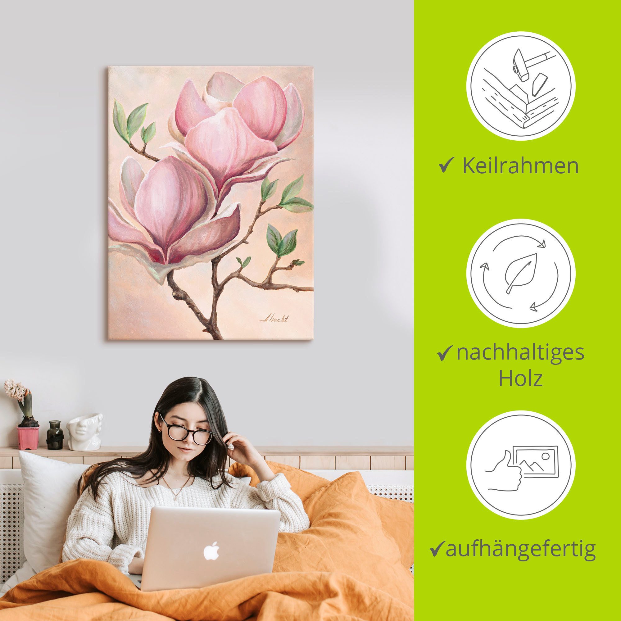 Artland Artprint Magnoliabloemen als artprint op linnen, poster in verschillende formaten maten