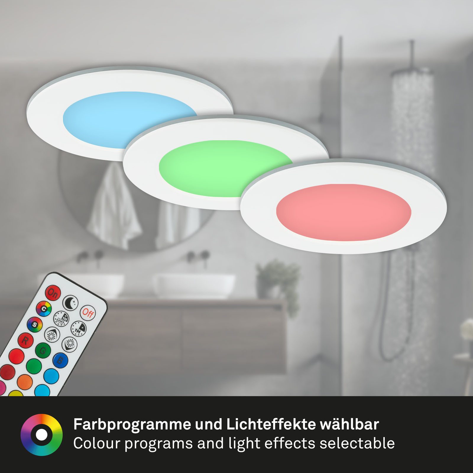 Briloner Leuchten Ledinbouwlamp 3-pack LED inbouwlampen RGB-CCT, wit
