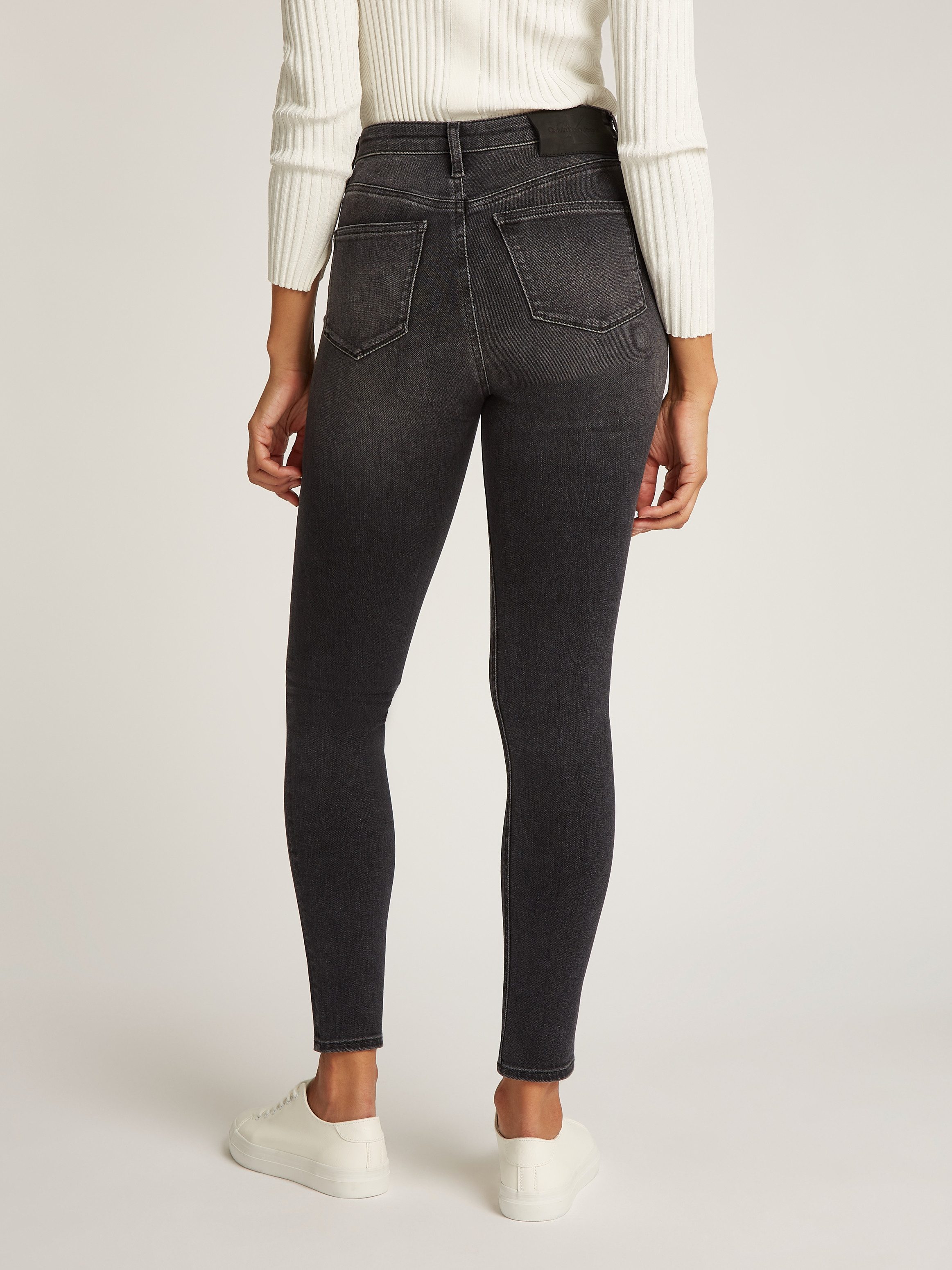 Calvin Klein Skinny fit jeans High rise skinny met muntzakje, lichte stone wash-look