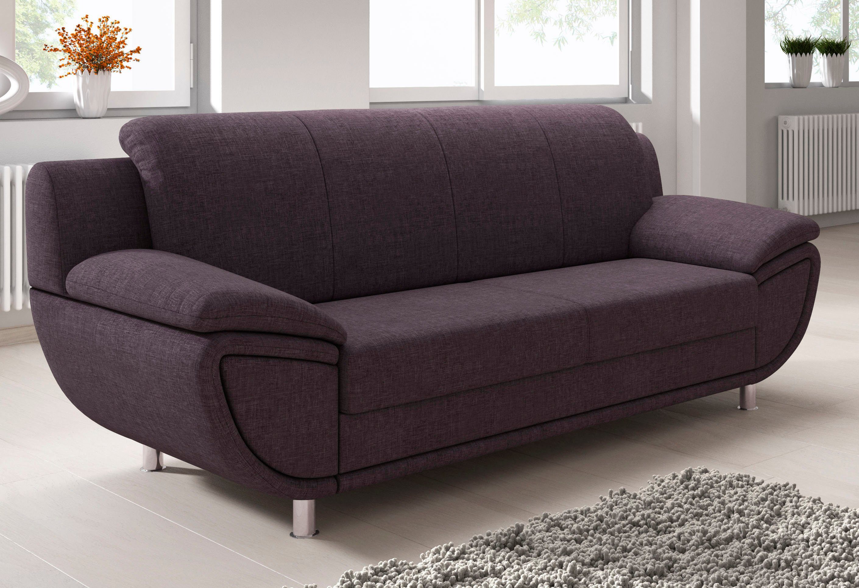 TRENDMANUFAKTUR 3-zitsbank Rondo II tijdloos en comfortabel, naar keuze met comfortabele binnenvering, met extra brede armleuningen