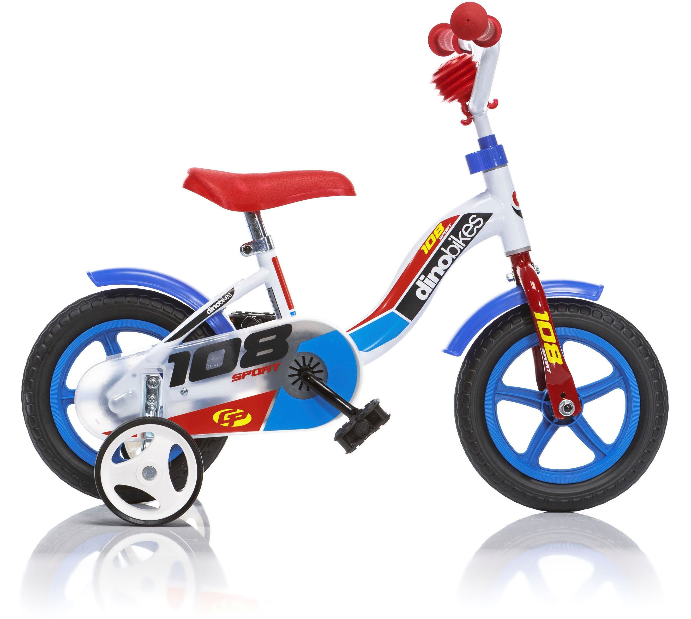 Dino jongensfiets 10 Inch 17 cm Jongens Knijprem Blauw-Wit