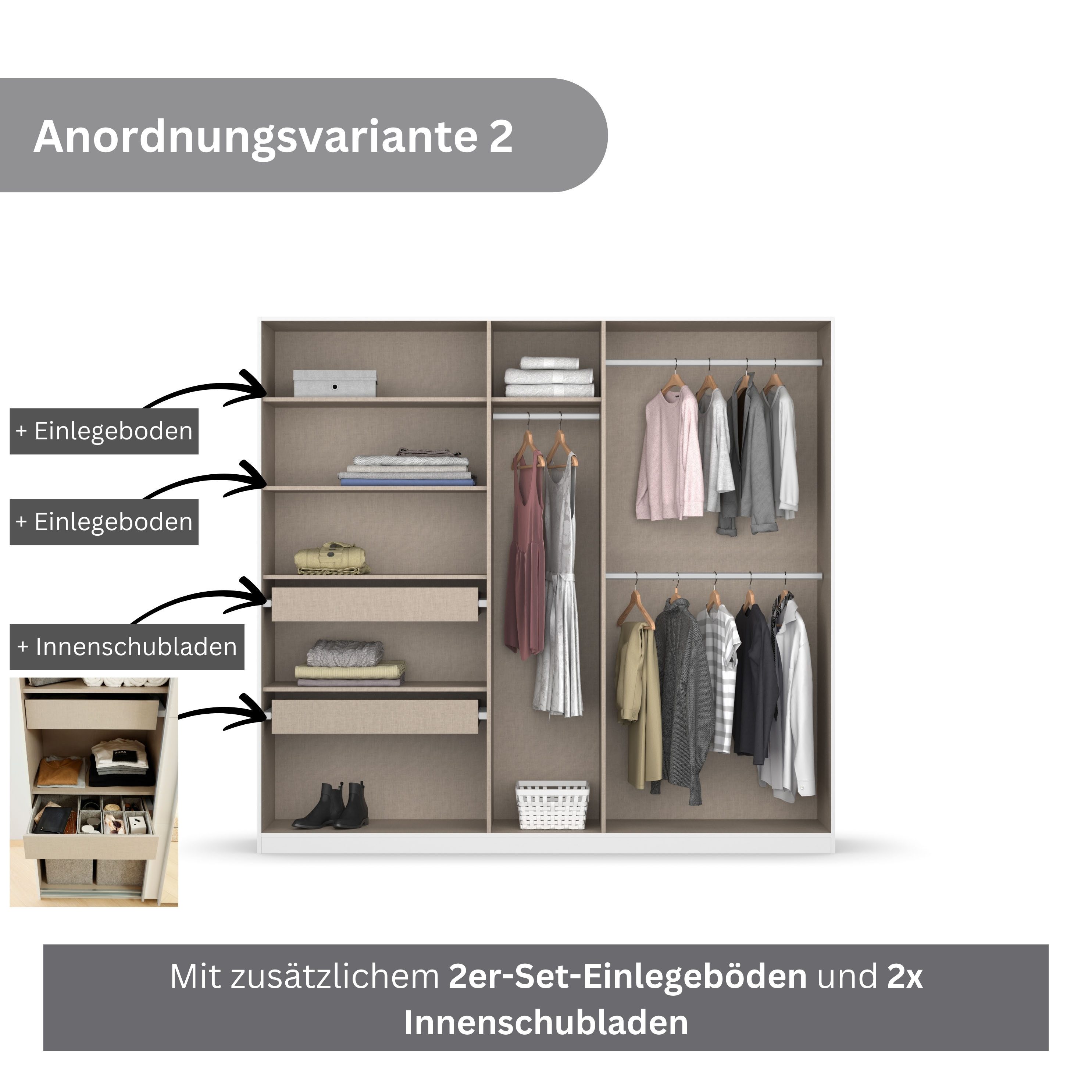 rauch Draaideurkast Kledingkast kast garderobe KOLUNA met decor-front inclusief 2 binnenladen en extra legplanken made in germany