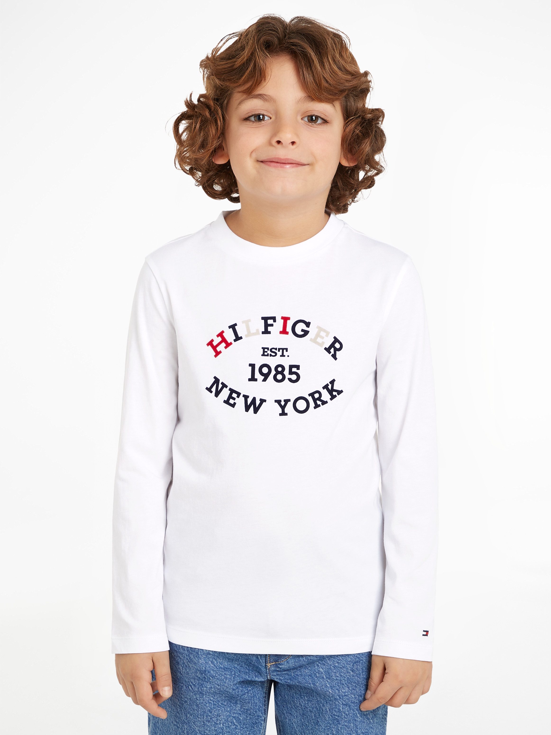 Tommy Hilfiger Shirt met lange mouwen MONOTYPE FLOCK REGULAR TEE LS Kinderen tot 16 jaar met logo-opdruk
