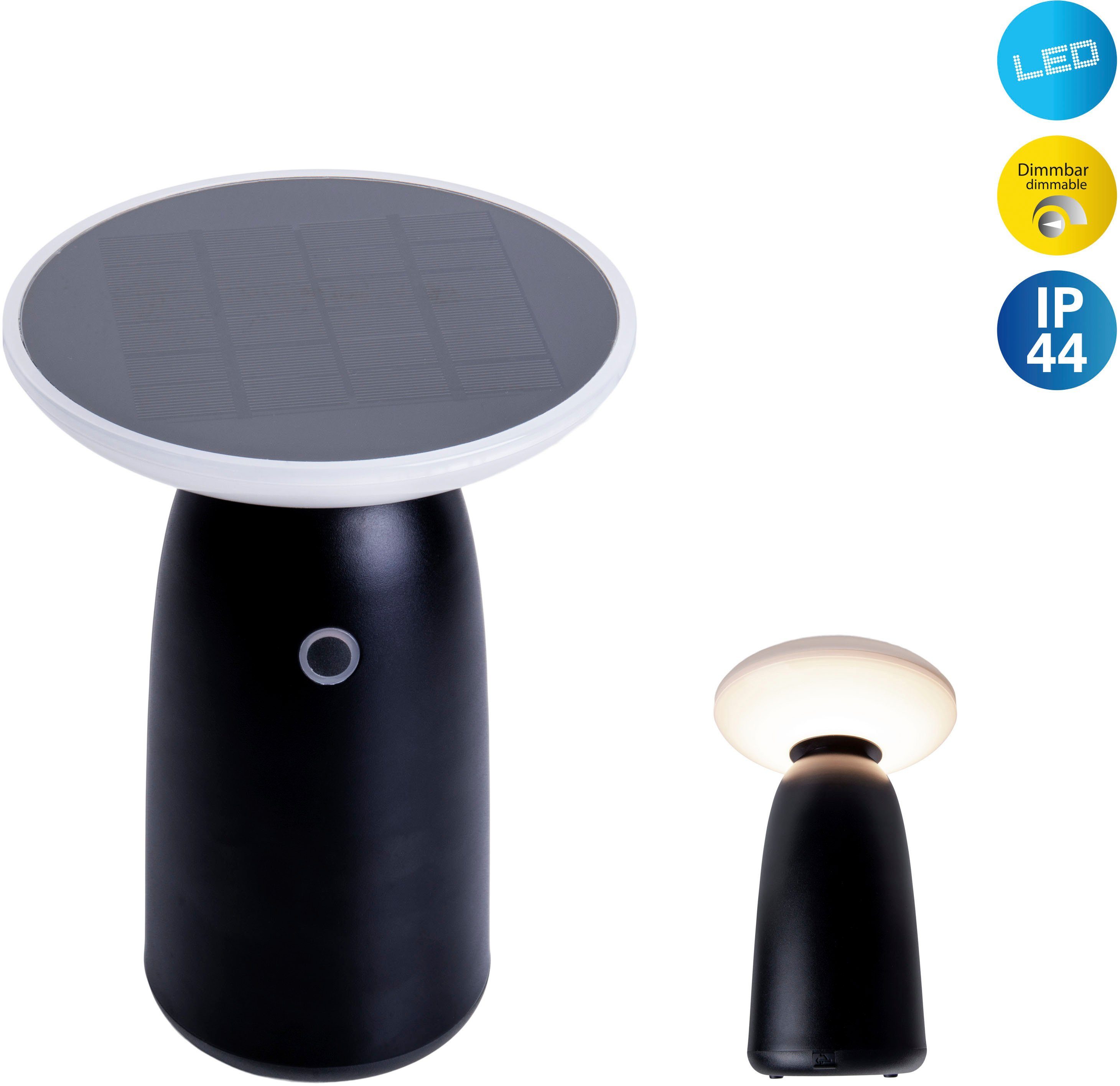näve Ledsolarlamp ADA Trapsgewijze dimbaar, inclusief USB-C-kabel (+ batterijen (1 stuk) tuinlampen zwart