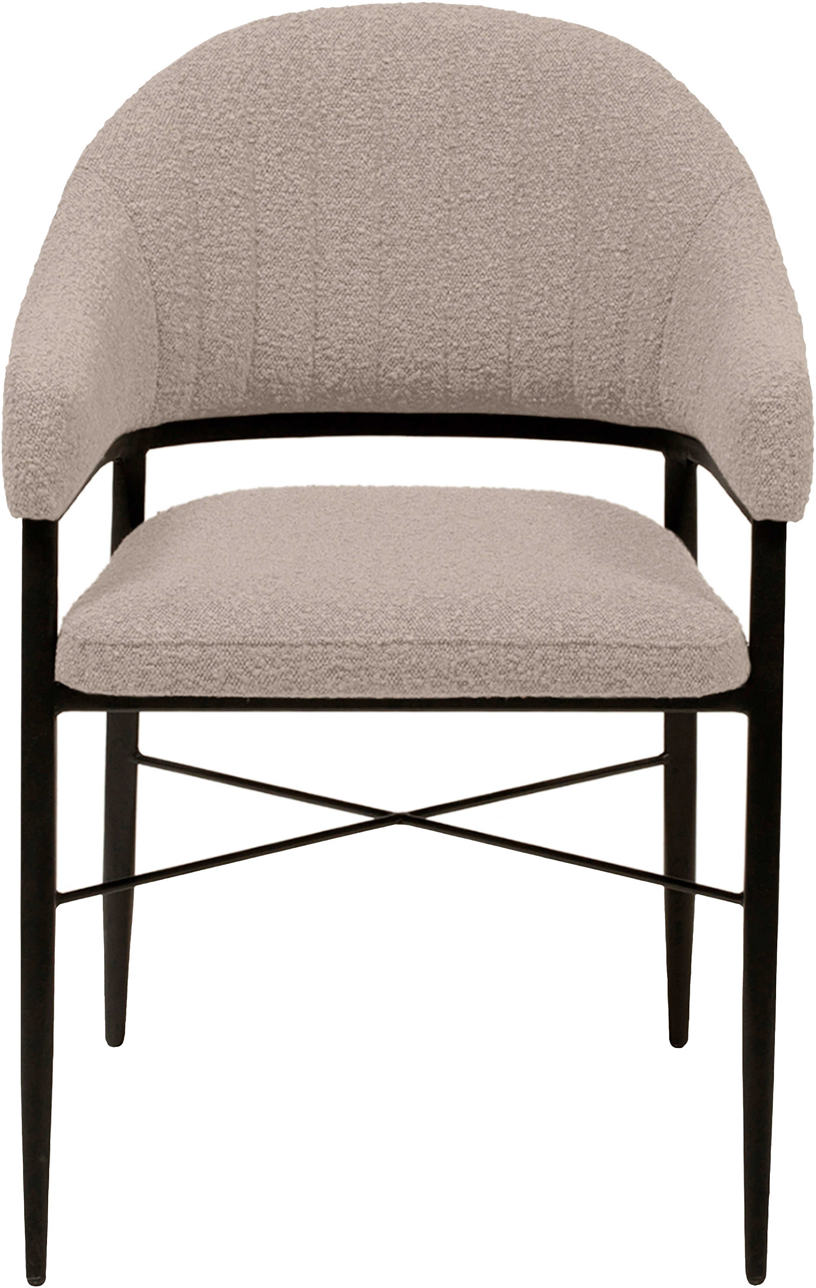 OMG Design Stoel met armleuningen Roma comfortabele eetkamerstoel, gestoffeerde stoel met bouclé bekleding