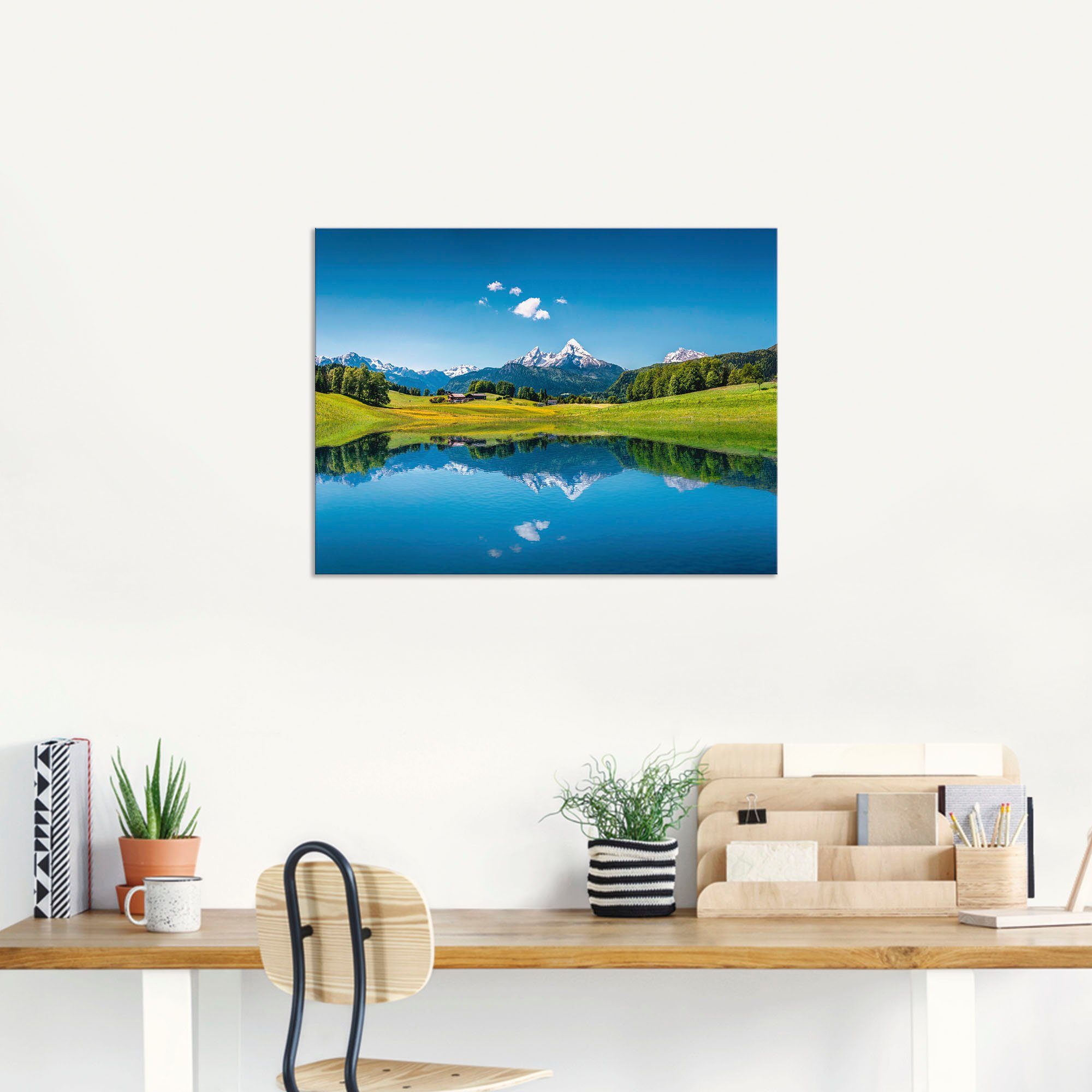 Artland Artprint Landschap in de Alpen als artprint van aluminium, artprint voor buiten, artprint op linnen, poster in verschillende maten. maten