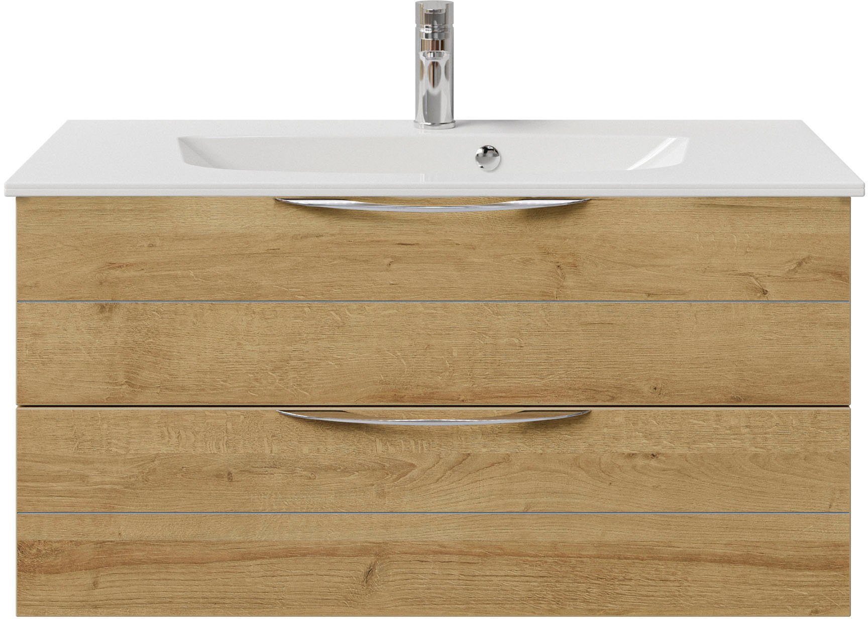 Saphir Wastafelonderkast Serie 6025 mineraalmarmeren wastafel met onderkast, 97 cm breed (2-delig)