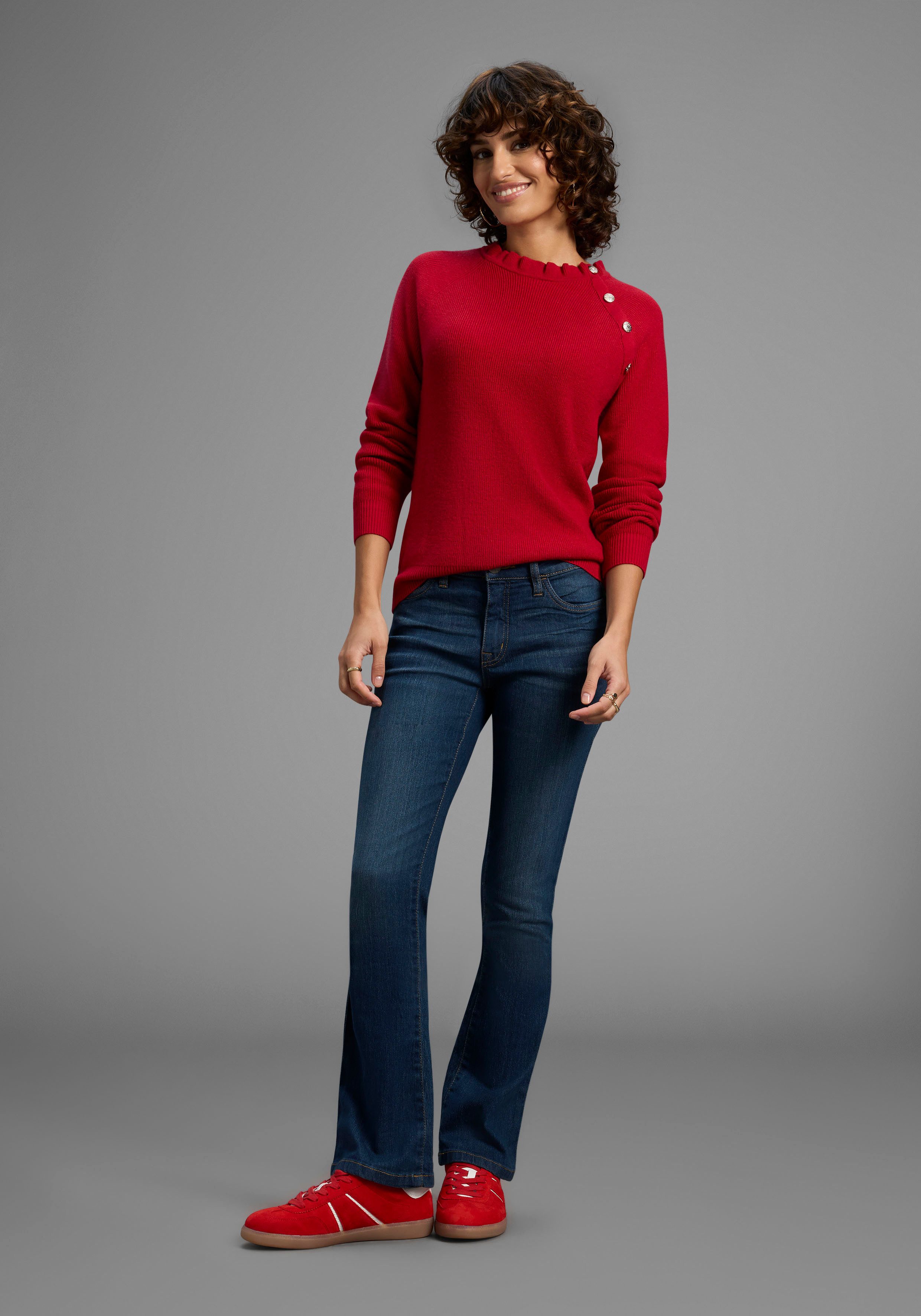 Laura Scott Gebreide trui zacht winterbreisel met kraag en knopen - nieuwe collectie