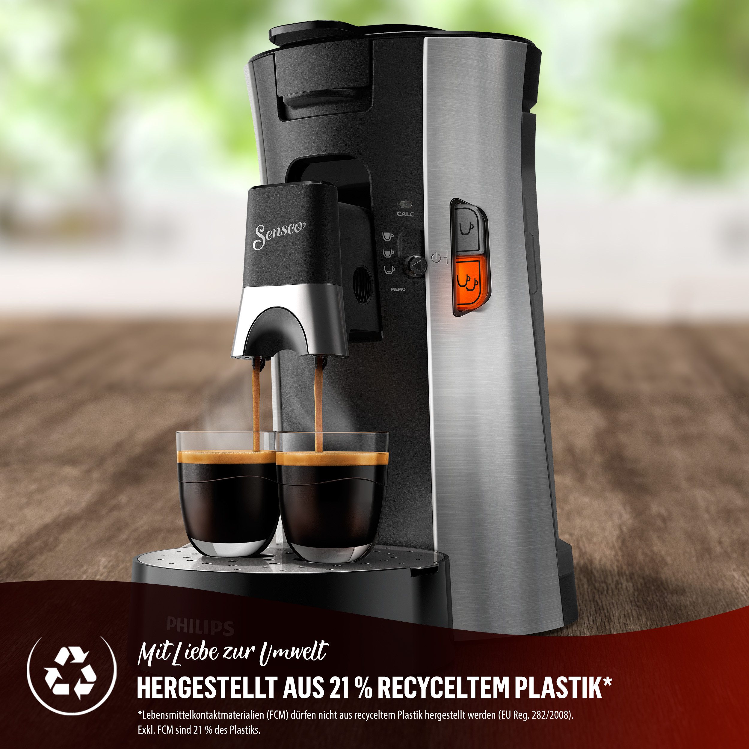 Senseo Koffiepadautomaat Select CSA250/10, van 21% gerecycled plastic, memo-functie, inclusief gratis toevoeging, waarde 14€ rrp