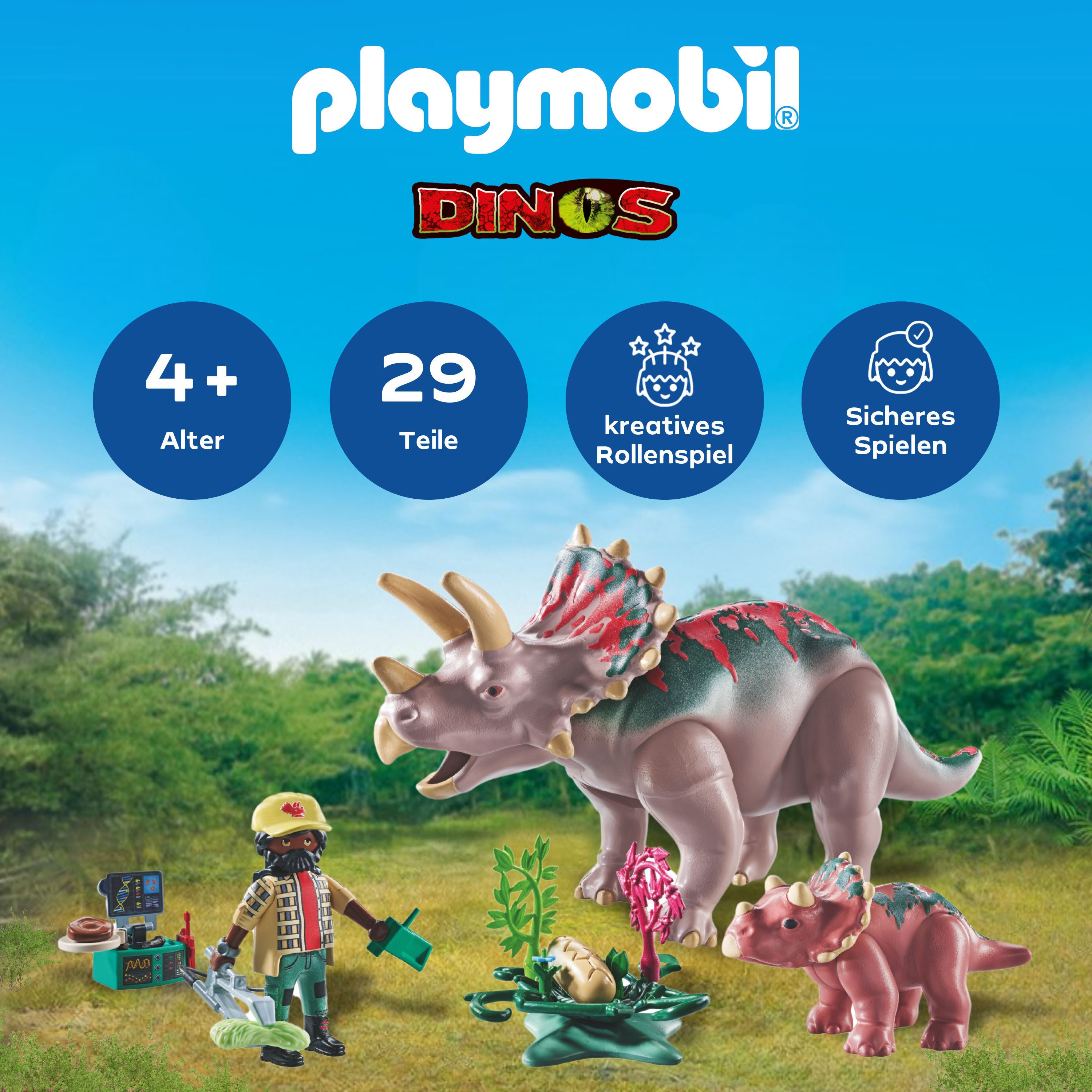 Playmobil® Constructie-speelset Triceratops mit Jungtier (71821), Playmobil Dinos (29-delig)