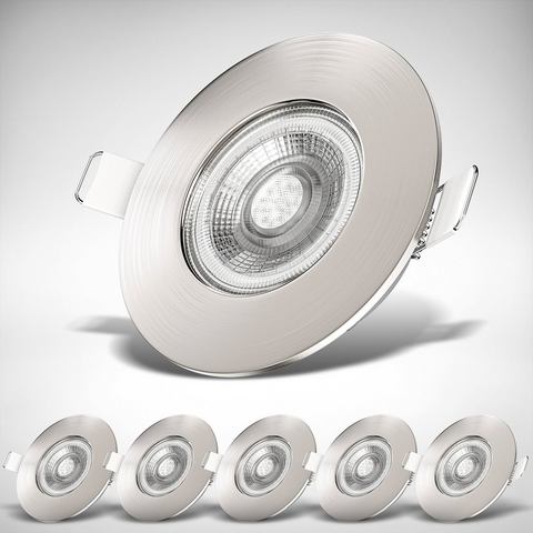 B.K.Licht Led-inbouwlamp BK_EL1278 LED Bad-Einbauleuchten, 6er Set, Matt-Nickel, 3000K Warmweiß