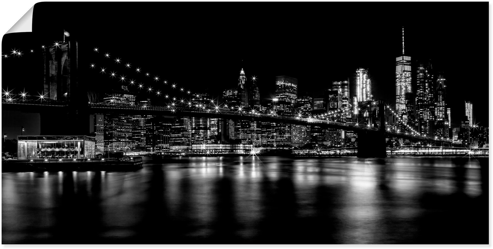 Artland Artprint Manhattan skyline & Brooklyn Bridge in vele afmetingen & productsoorten - artprint van aluminium / artprint voor buiten, artprint op linnen, poster, muursticker /