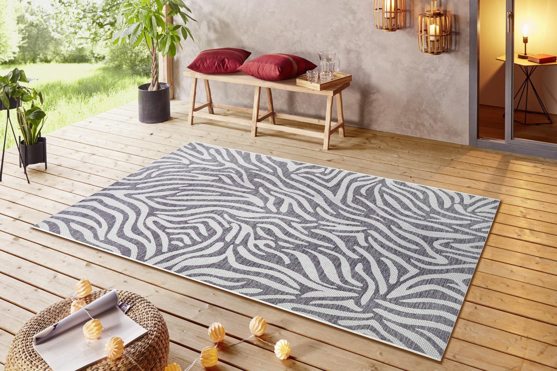 NORTHRUGS Vloerkleed Cebra Platweefsel zebradessin, afgehecht, robuust, gemakkelijk in onderhoud