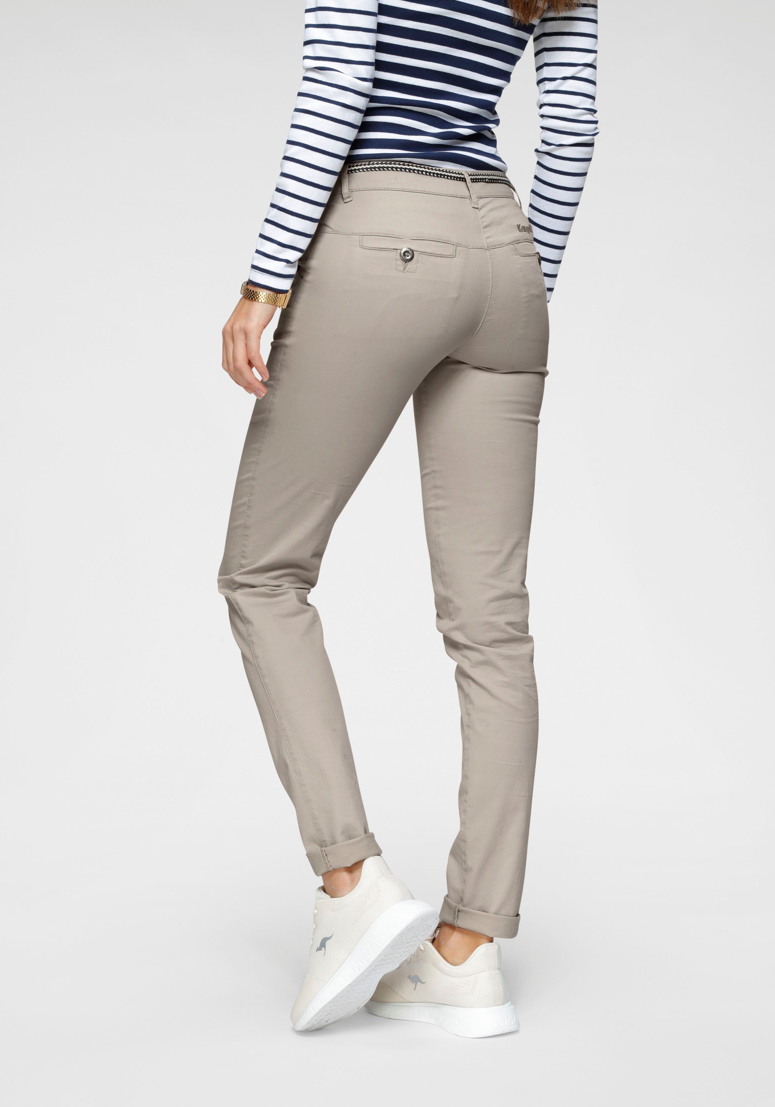 KangaROOS Chino in smal model, met koord te strikken (set, 2-delig, Met riem)
