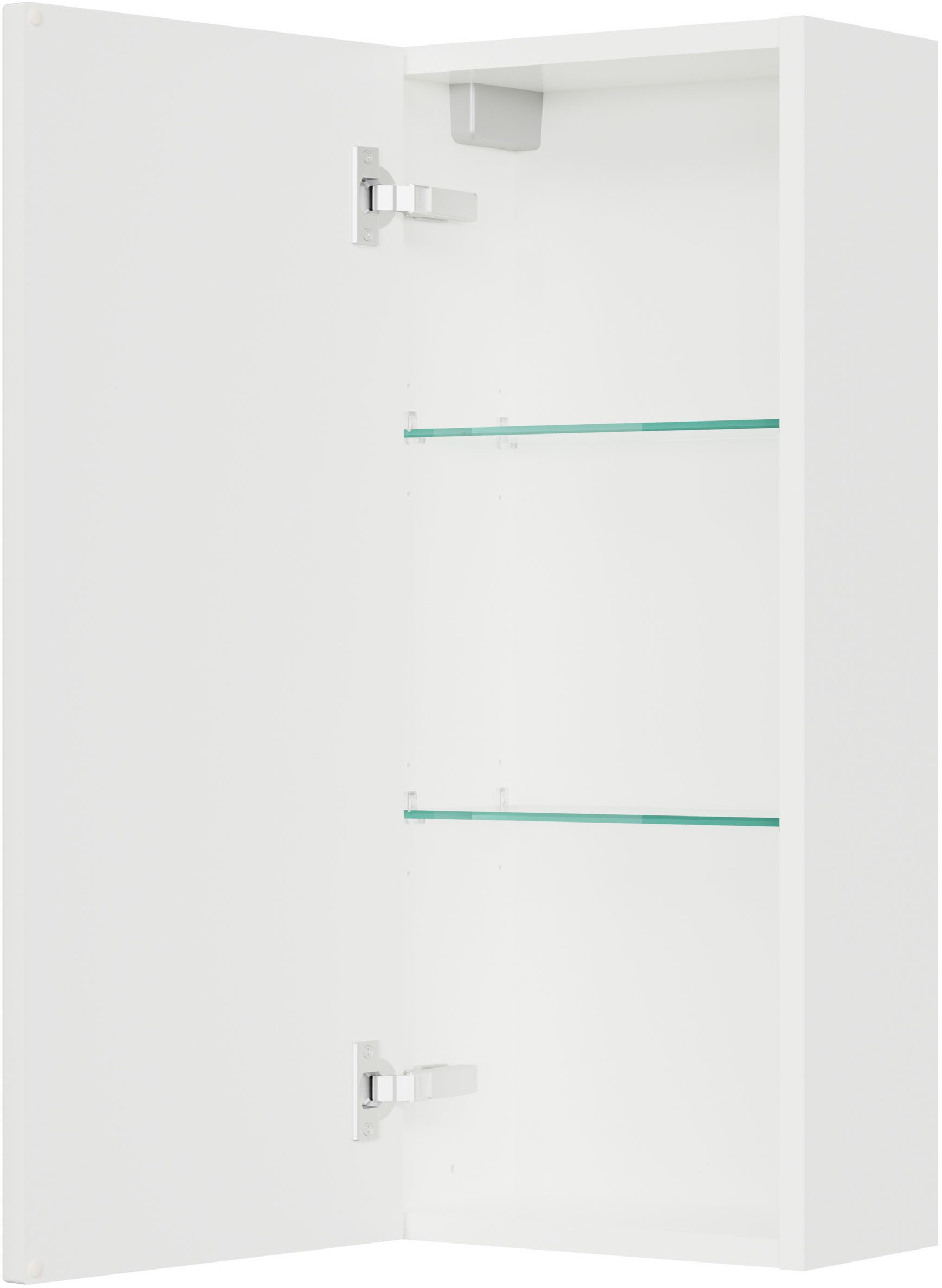 Saphir Hangkast Serie 4010 wand-badkamerkast 30 cm breed met 1 deur, 2 glazen planken