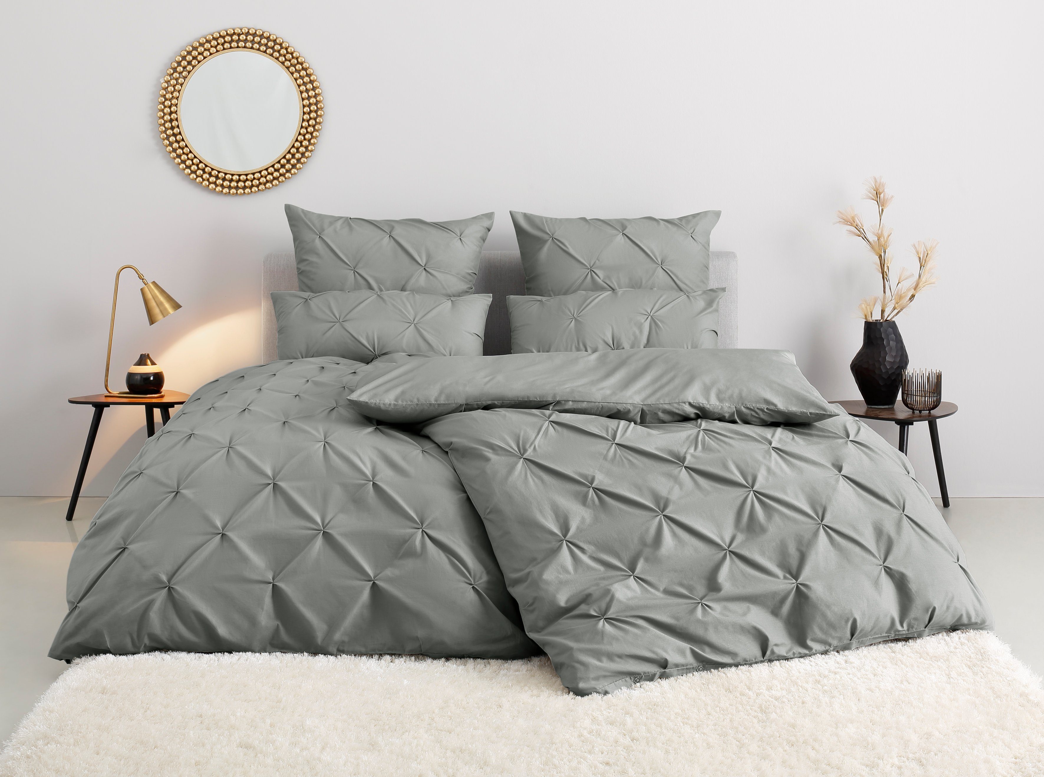Home affaire Overtrekset Elliant in formaat 135 x 200 of 155 x 220 cm Dekbedovertrek van katoen, elegante dekbedovertrek met hoog-laag structuur (2-delig)