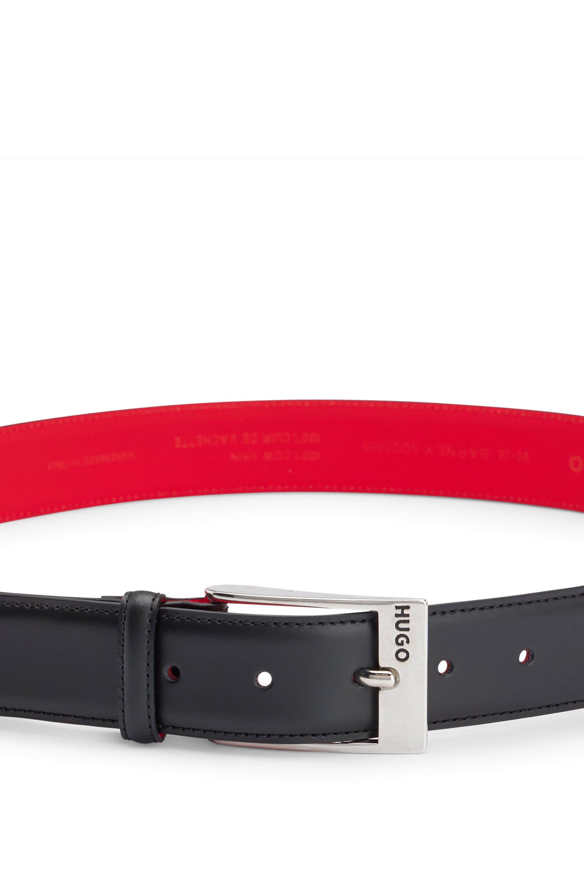 HUGO Leren riem Barney van glad leer met logo-sluiting