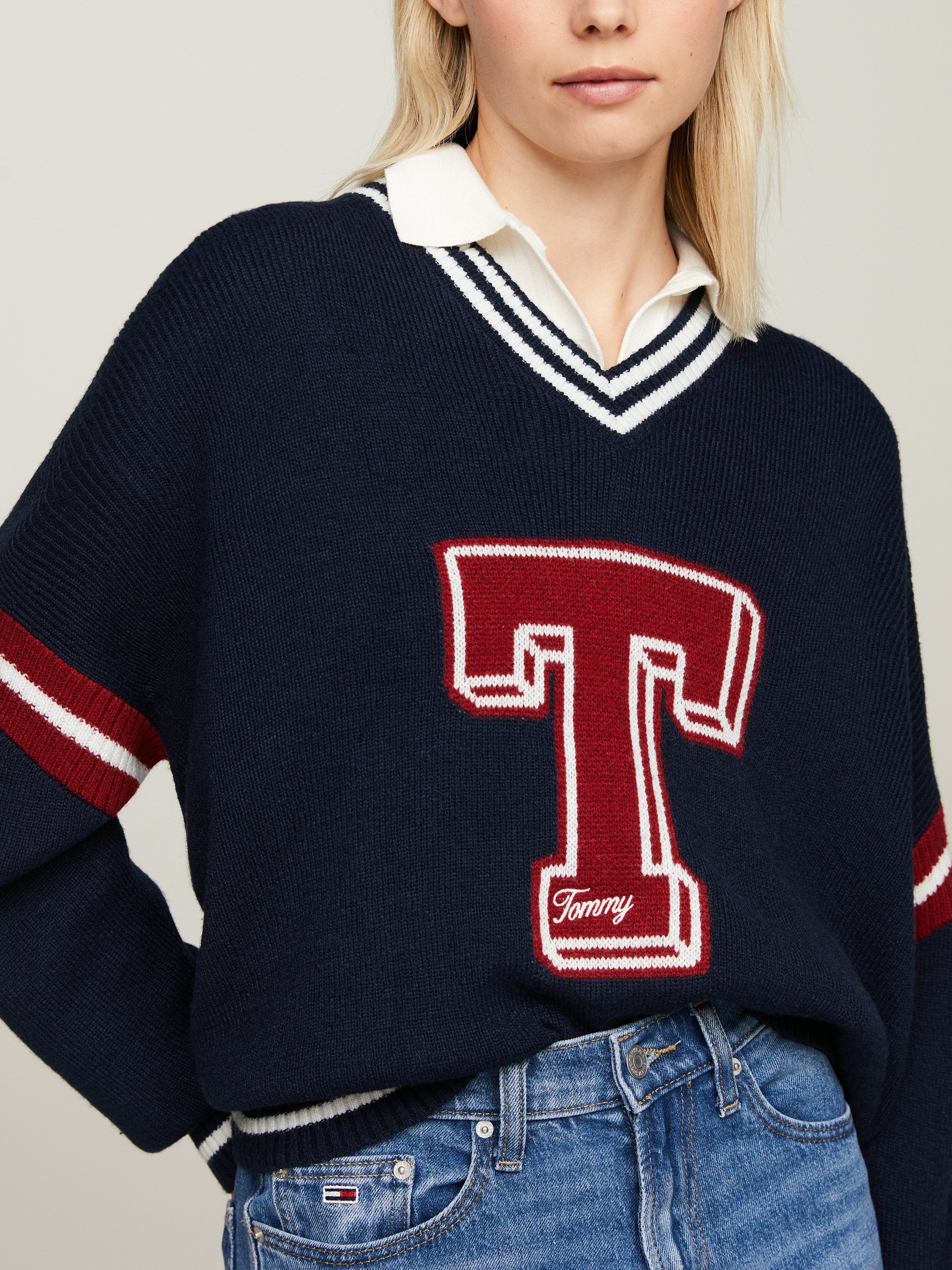 TOMMY JEANS Gebreide trui TJW LETTERMAN SWEATER met geborduurde -vlag