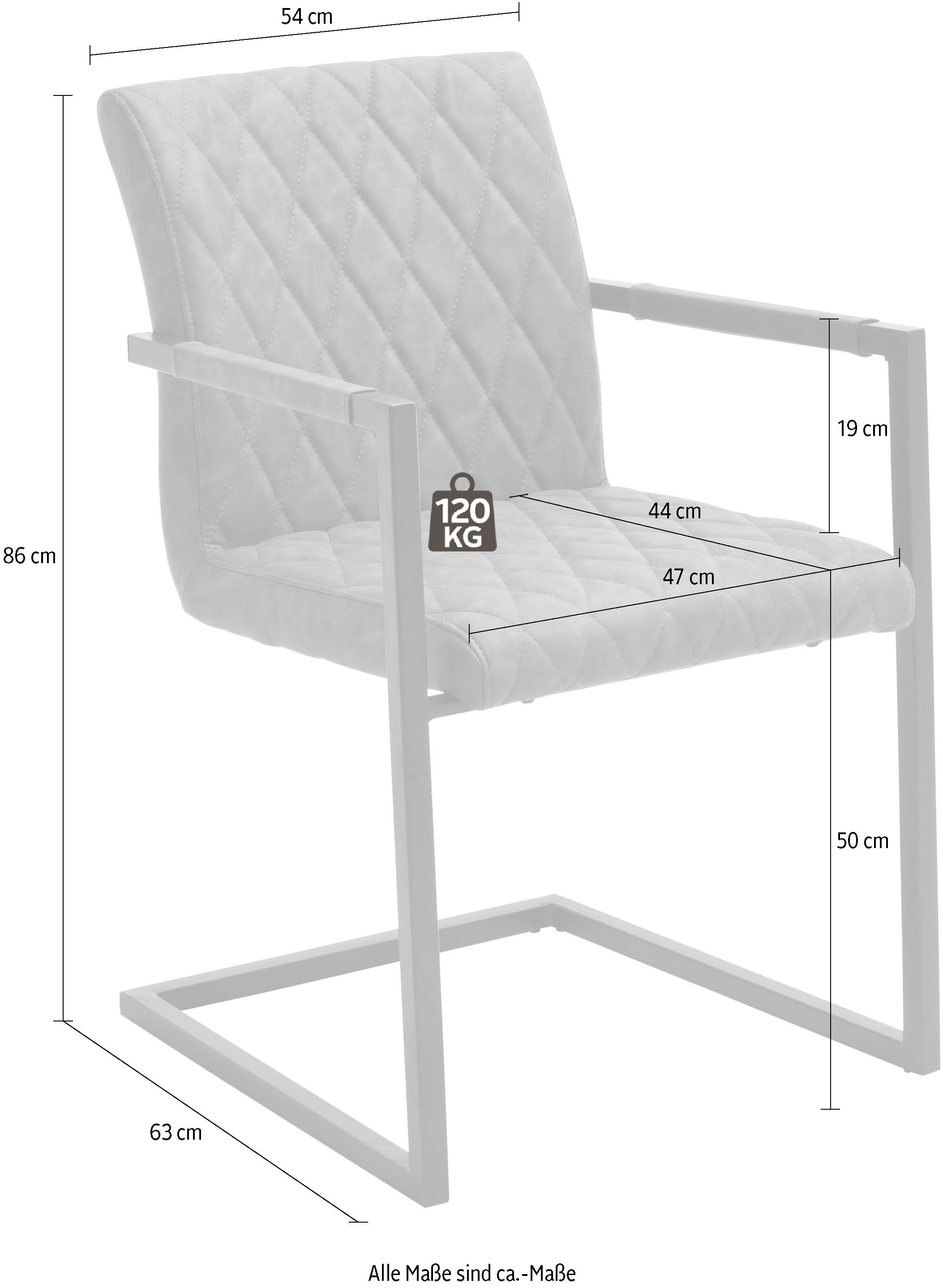MCA furniture Vrijdragende stoel Kian Vintage imitatieleer met of zonder armleuning, stoel belastbaar tot 120 kg (set, 2 stuks)