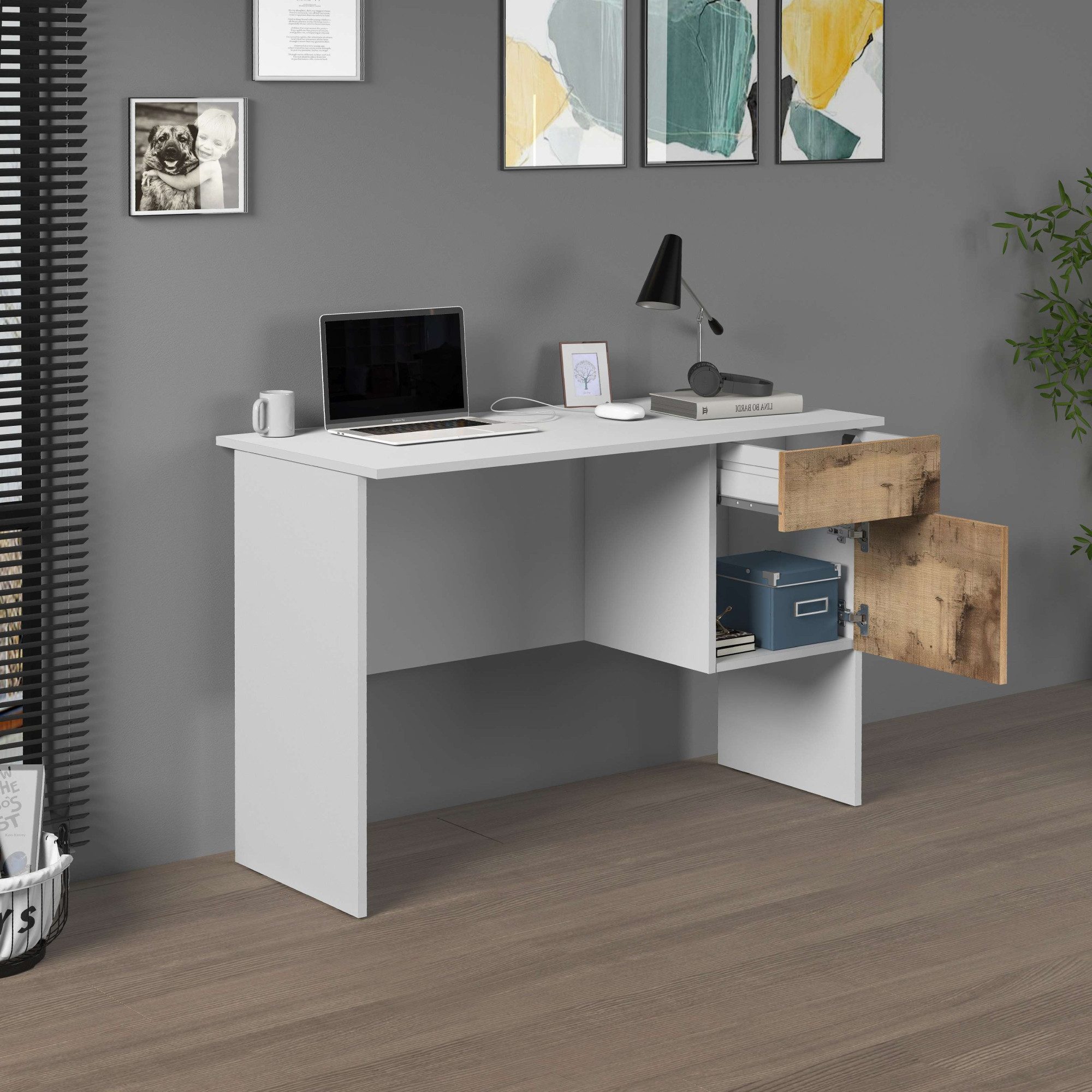 INOSIGN Bureau Coro, kleine computertisch, bureautafel met 1 deur & 1 lade, breedte 110 cm, made in italy