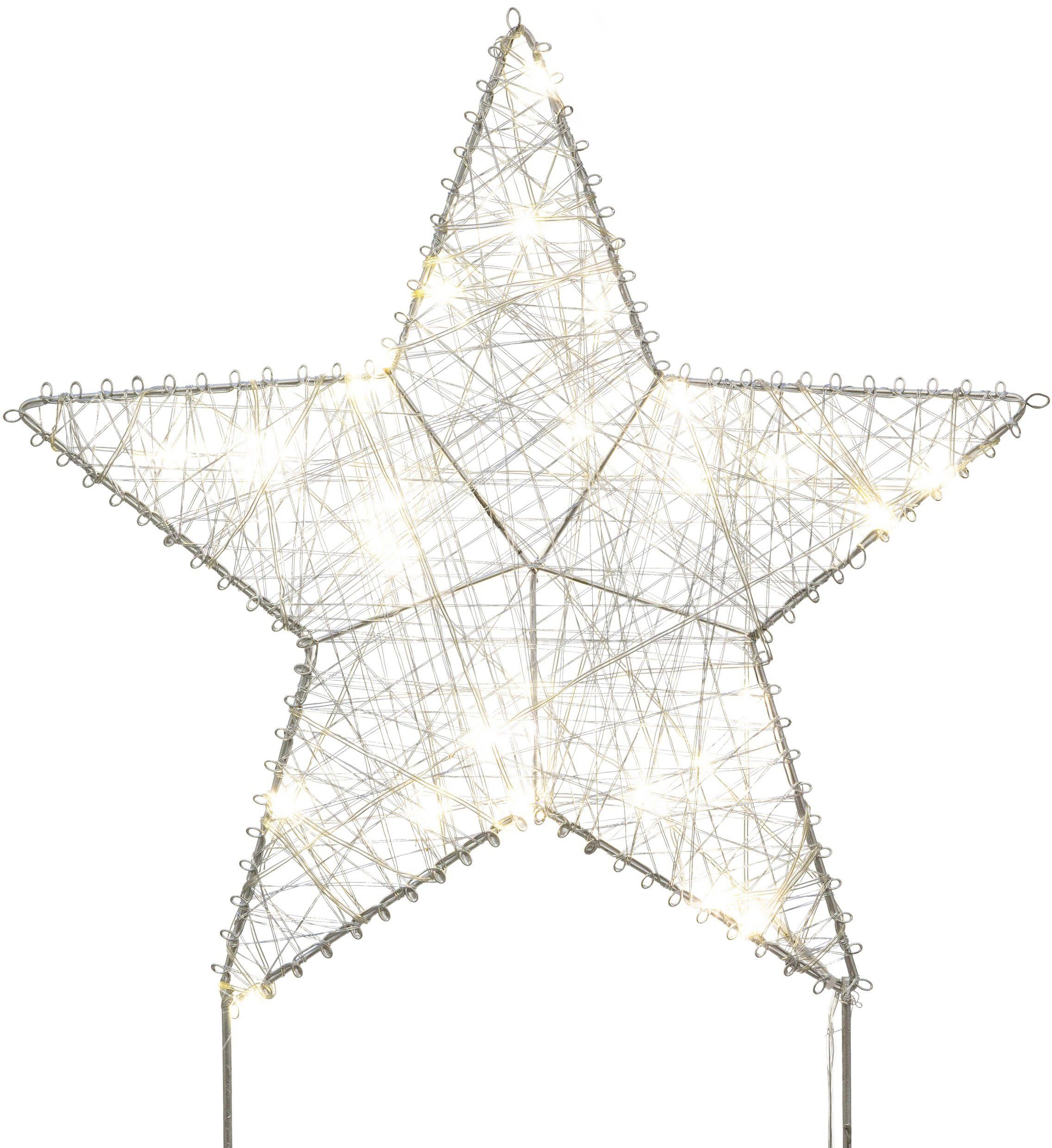 Creativ deco Sierster LUMIA, Deco-Object Ster Kerstdecoratie, batterijvoeding, 2-delige set (2 stuks)