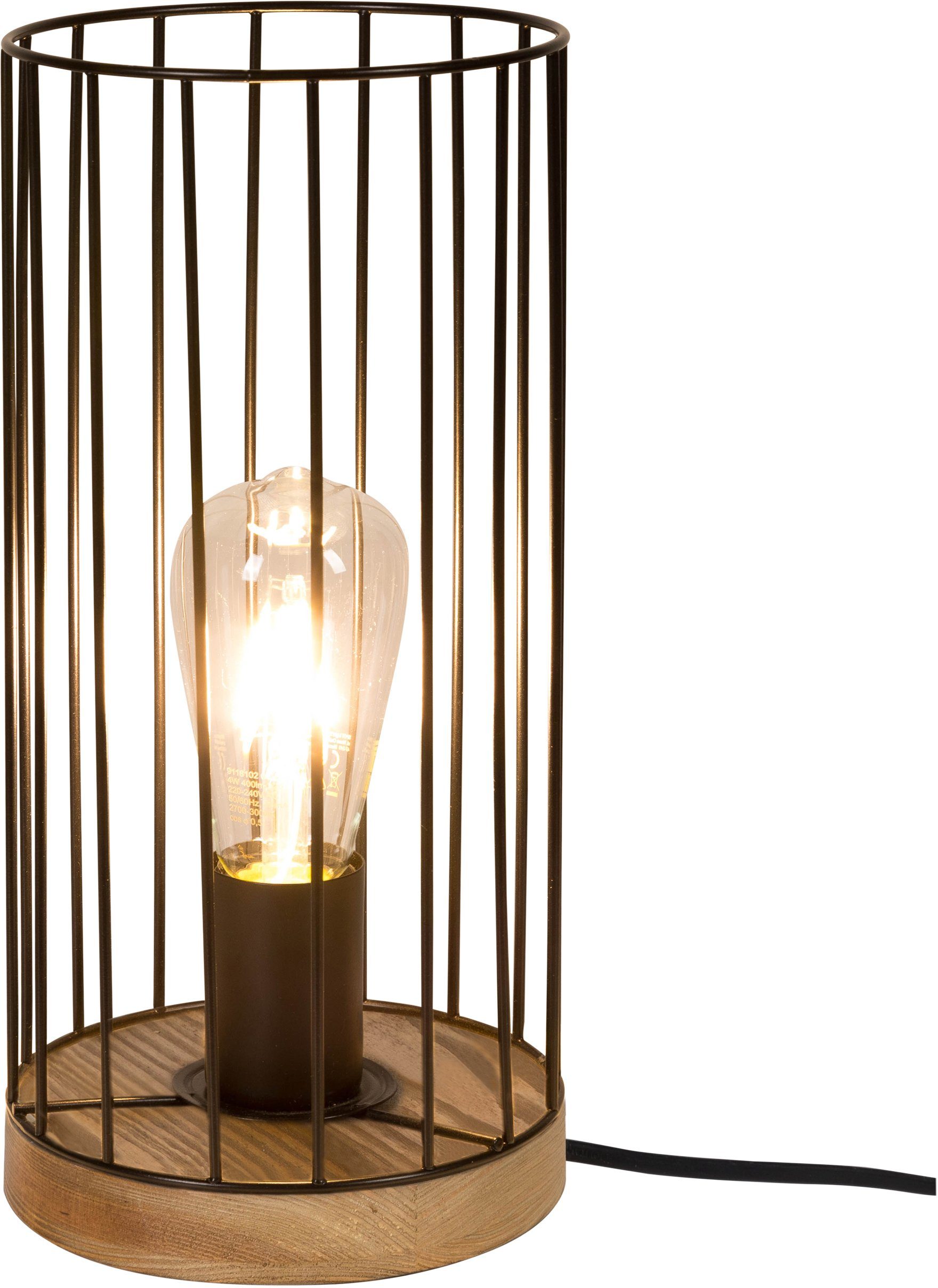 BRITOP LIGHTING Tafellamp Swan Decoratieve lamp van grenenhout, FSC®-gecertificeerd, met draadkap (1 stuk)