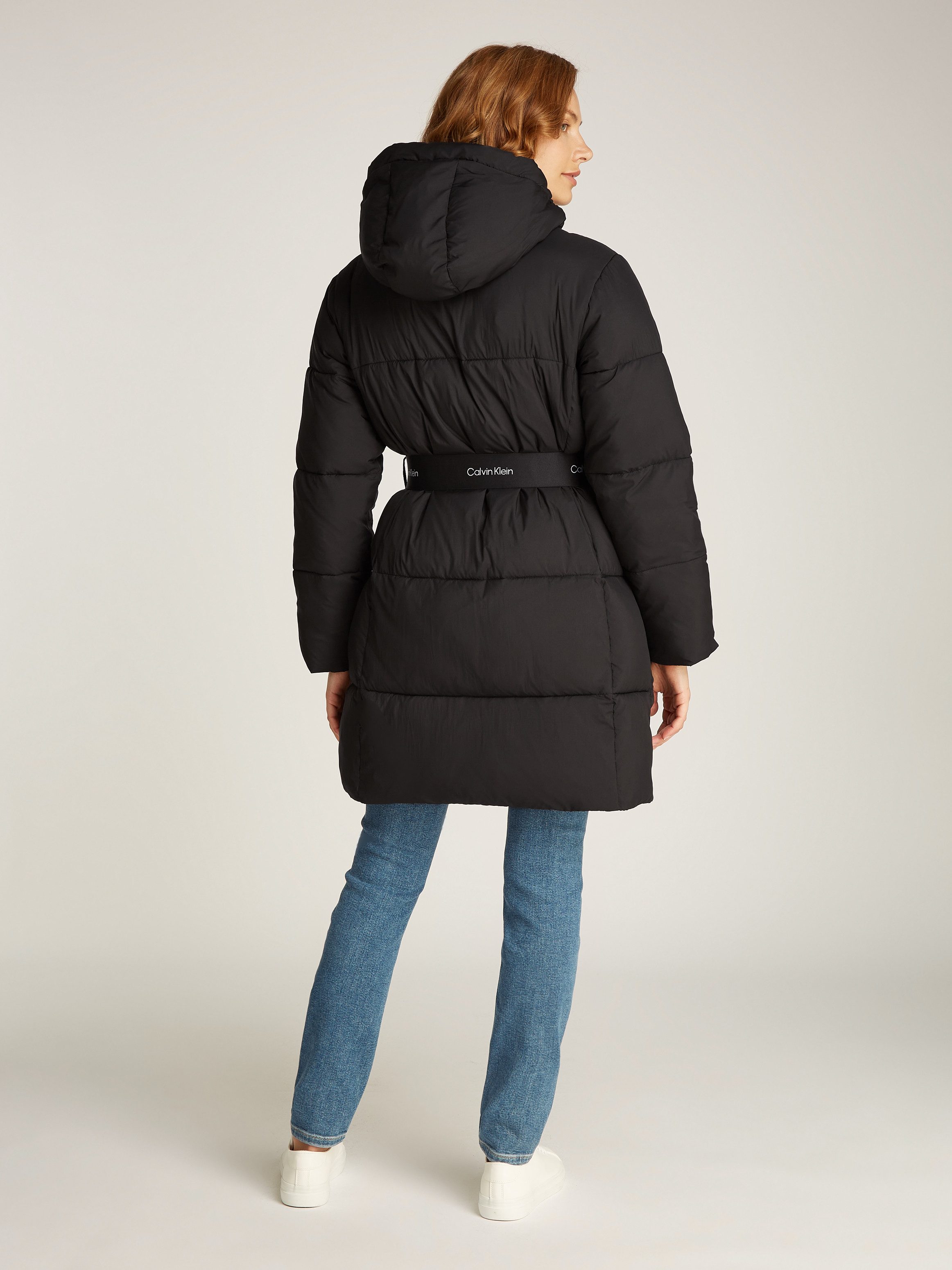 Calvin Klein Gewatteerde jas LOGO BELT LONG PUFFER