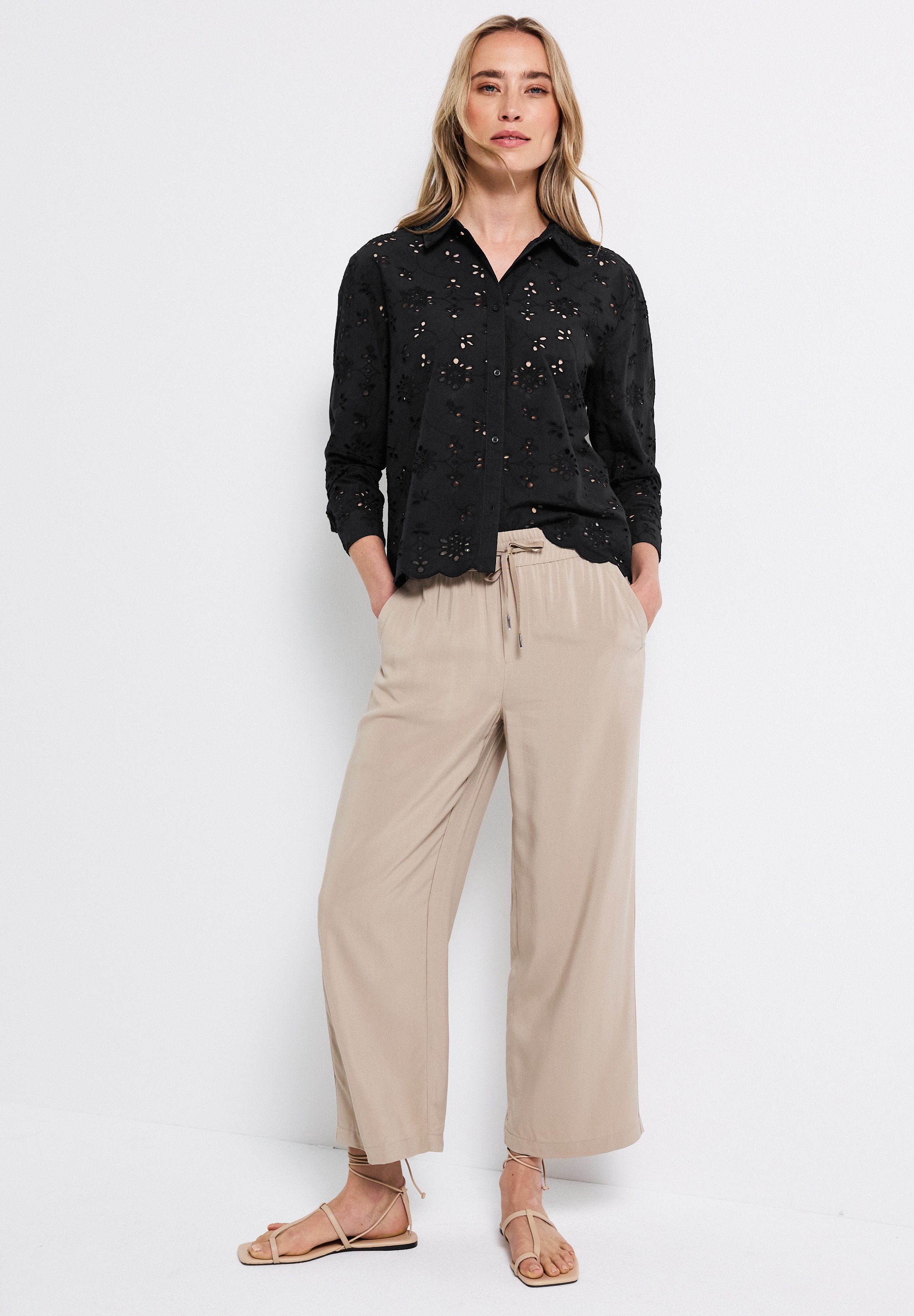 STREET ONE Overhemdblouse met broderie anglaise