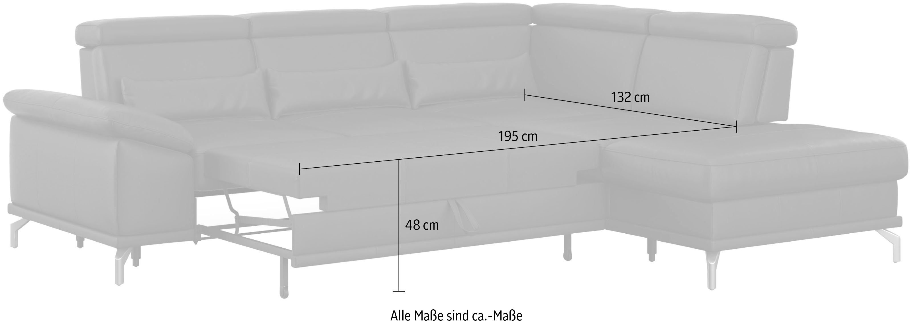 sit&more Hoekbank Cabrio L-vorm, B: 274 cm, met zitdiepte-, arm- & hoofdverstelling