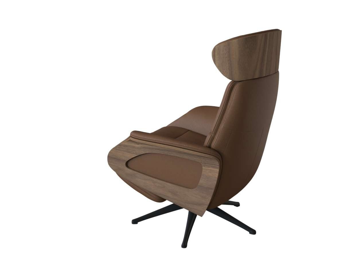 FLEXLUX Relaxfauteuil Clement praktische elektrische fauteuil Maat M, elektrische rug- en voetensteun, accu, armleuning Walnoot, zwarte poot