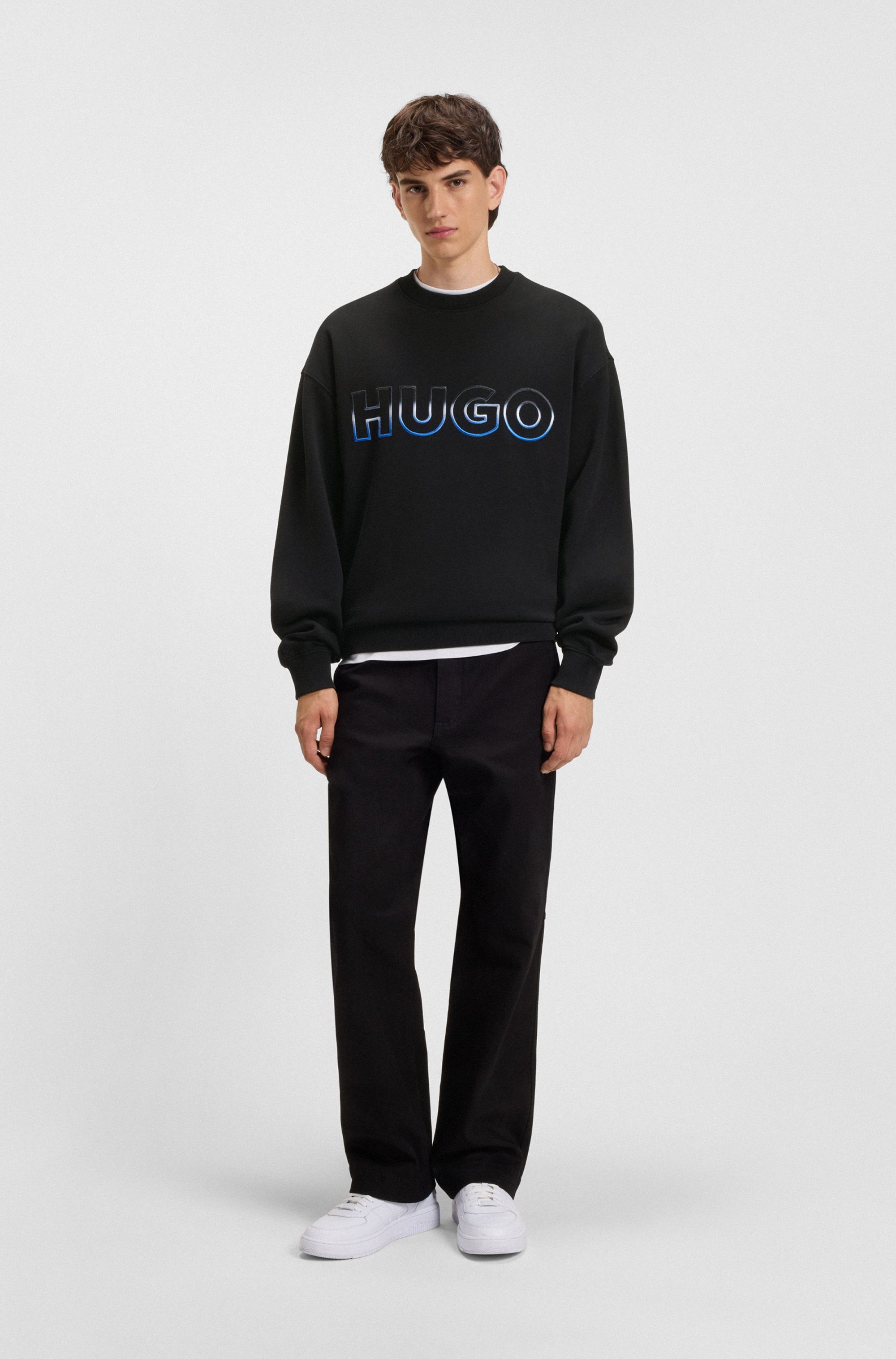 HUGO Blue Sweatshirt Nogocrew Ronde hals, regular fit, logoprint