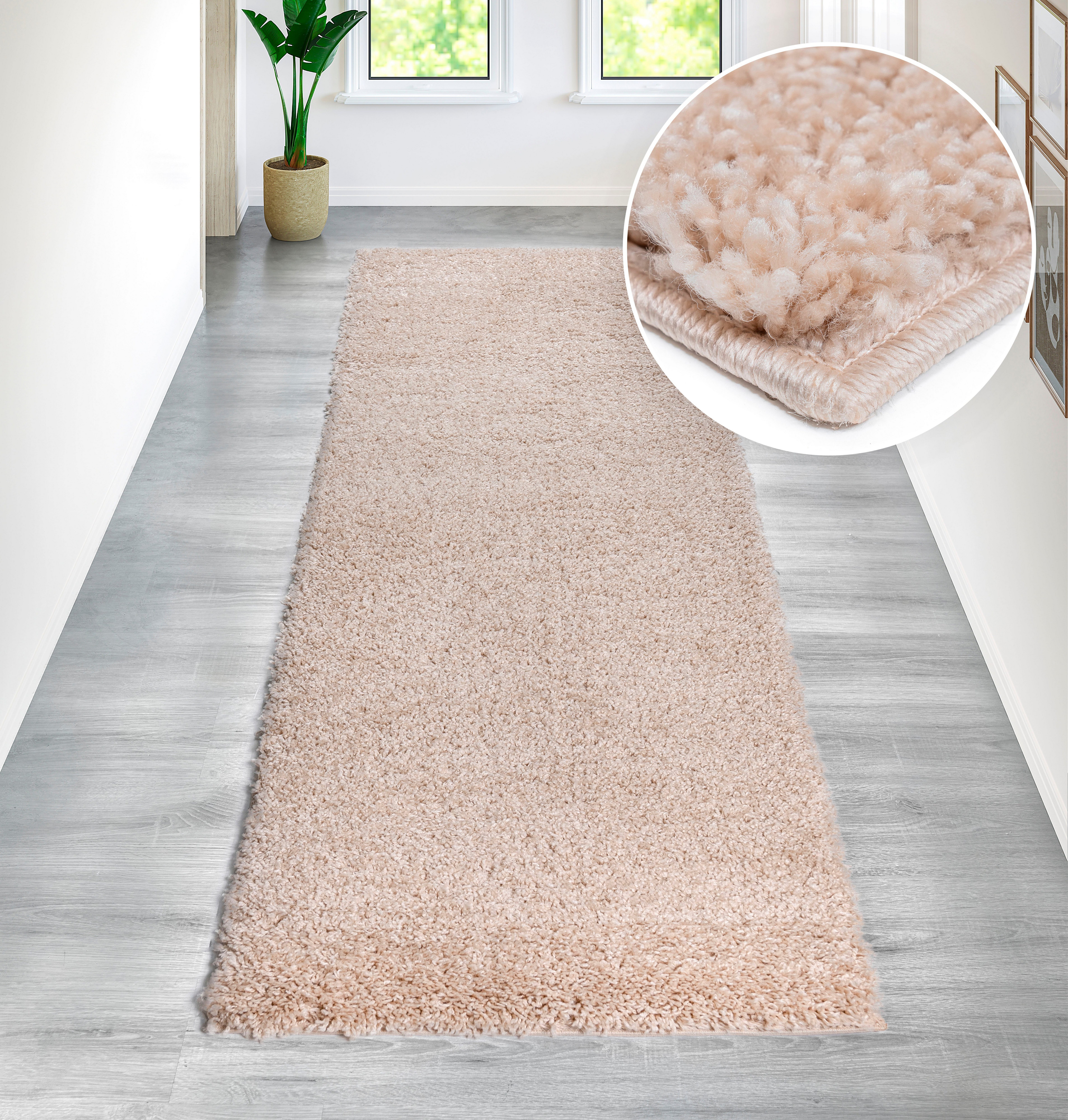 my home Loper Shaggy 30 Tapijtloper, brug, unikleuren, bijzonder zacht en behaaglijk lopers maat 300 cm x 80 cm x 30 mm