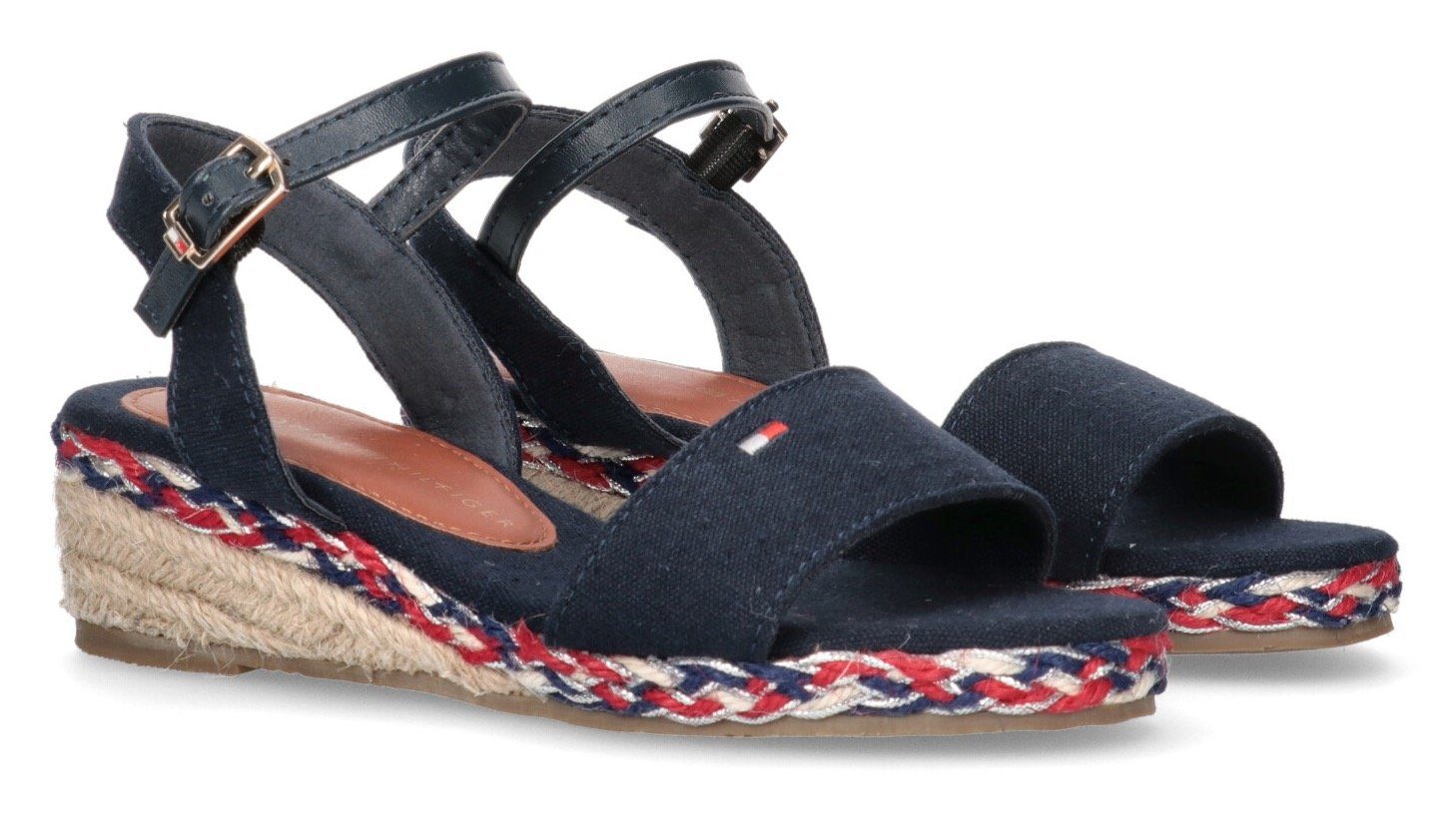 Tommy Hilfiger Sleehaksandaaltjes ROPE WEDGE SANDAL , zomerschoen, sandaal, sleehak, met gevlochten rand